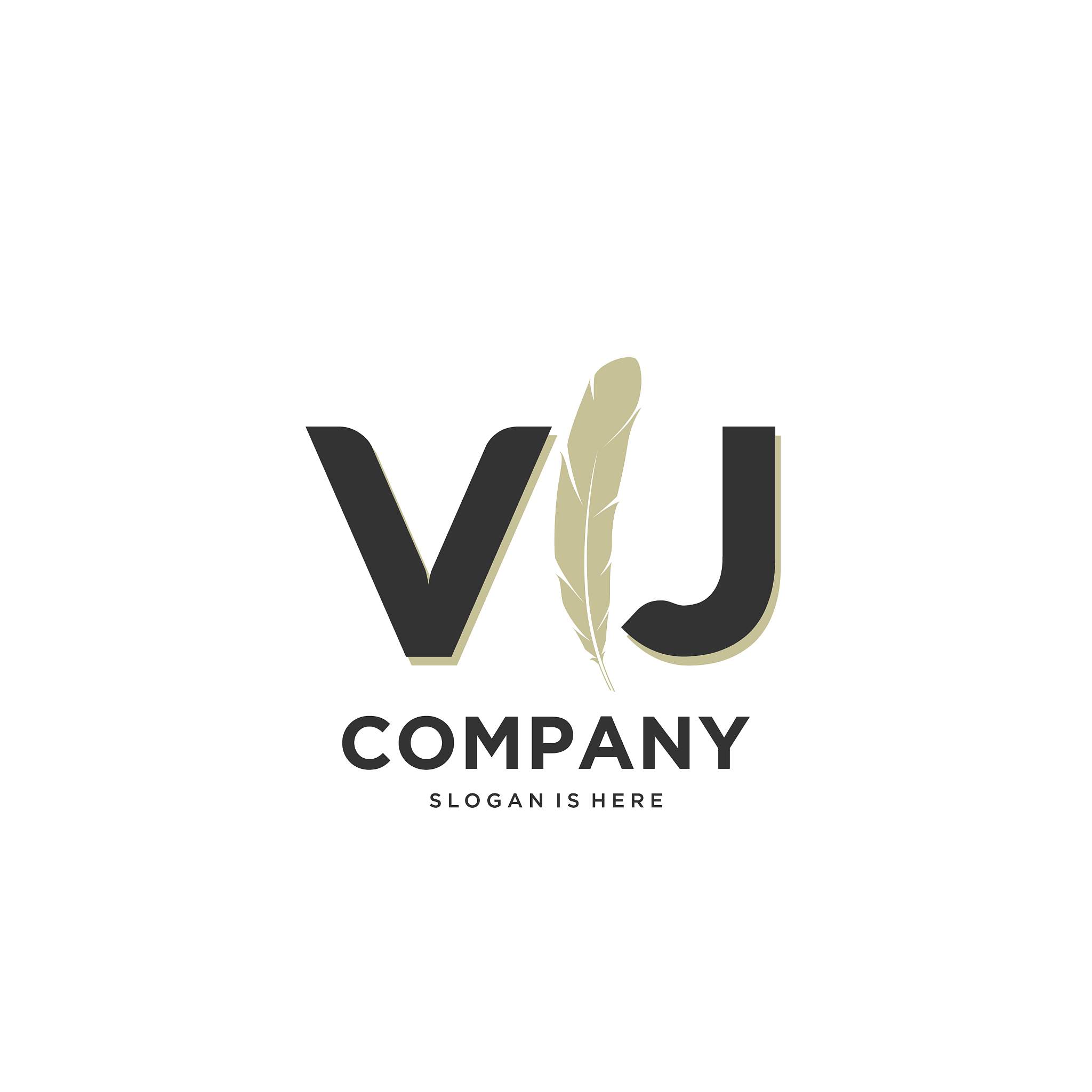 initial vj letter unique attractive creative