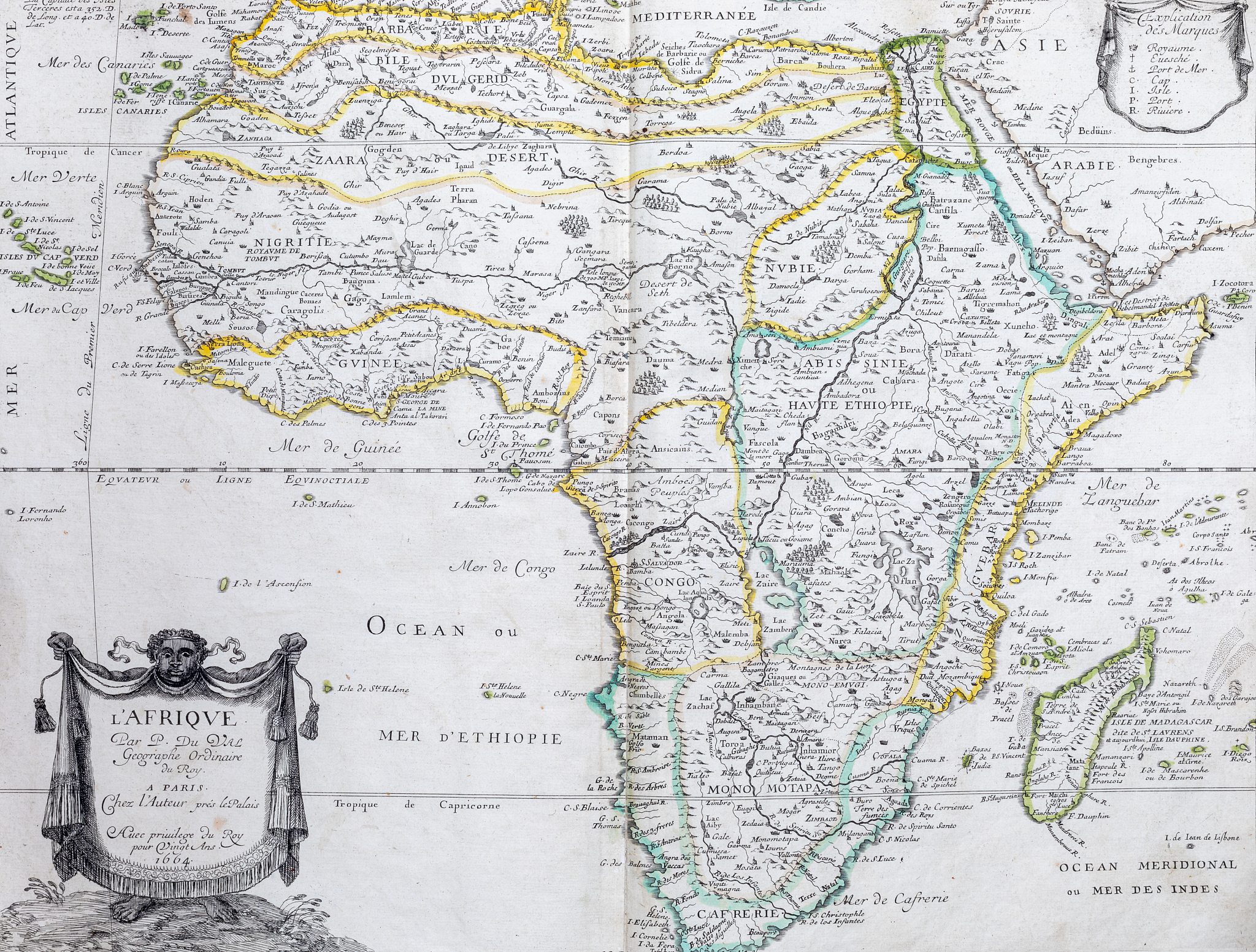 old map of  africa - from an 1656 atlas of geography from p. du 