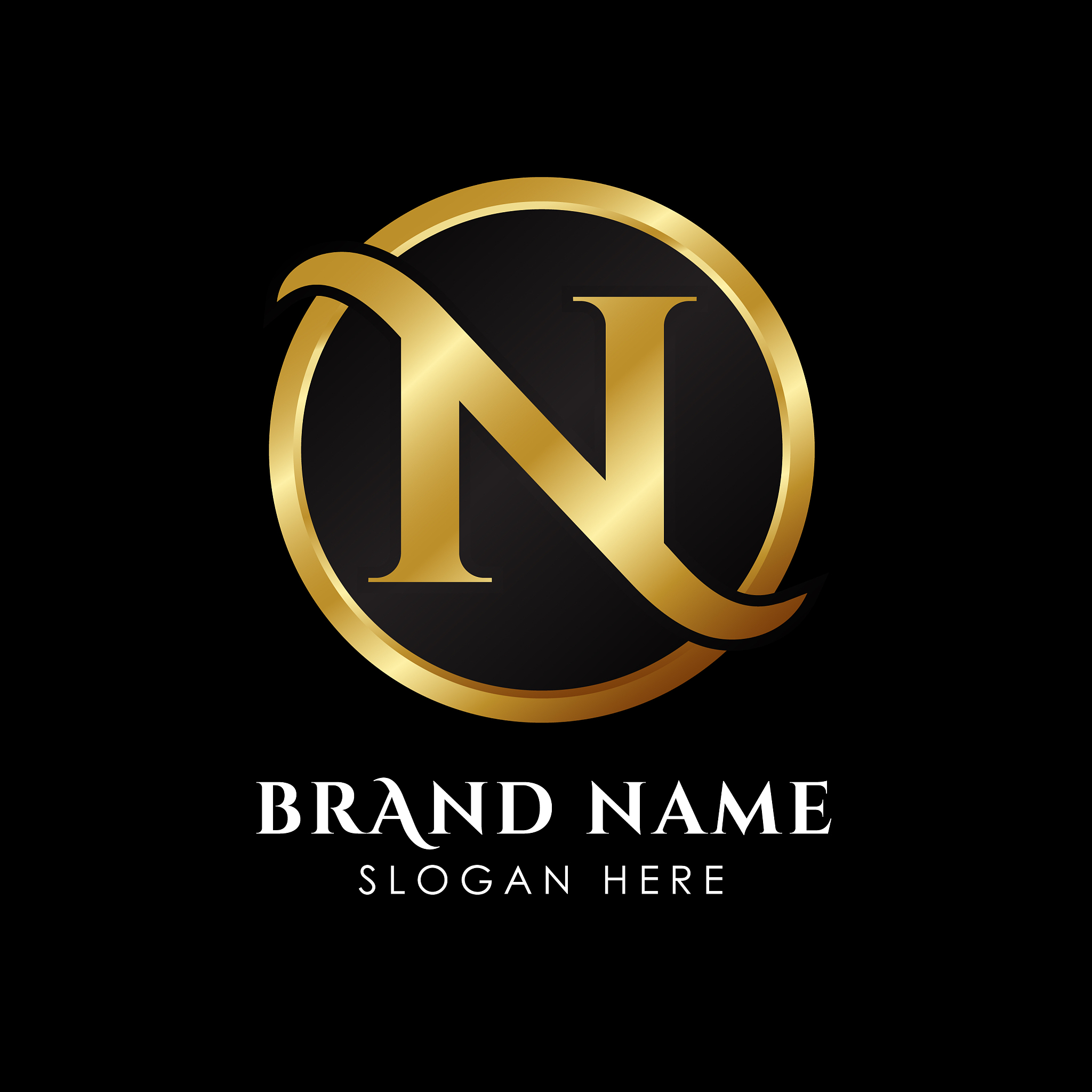 luxury letter n logo template in gold color royal