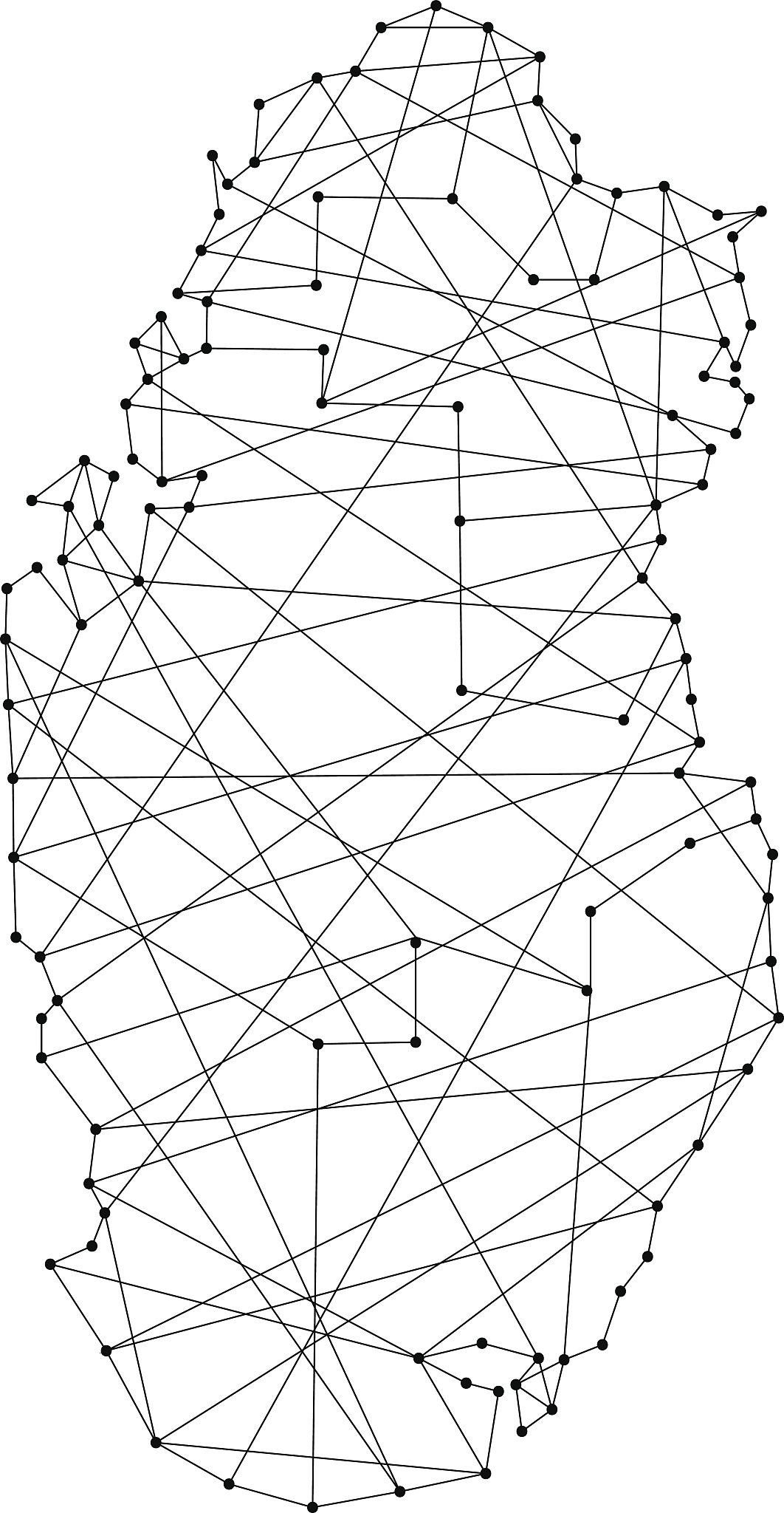 map of qatar from polygonal black lines and dots of vector illus