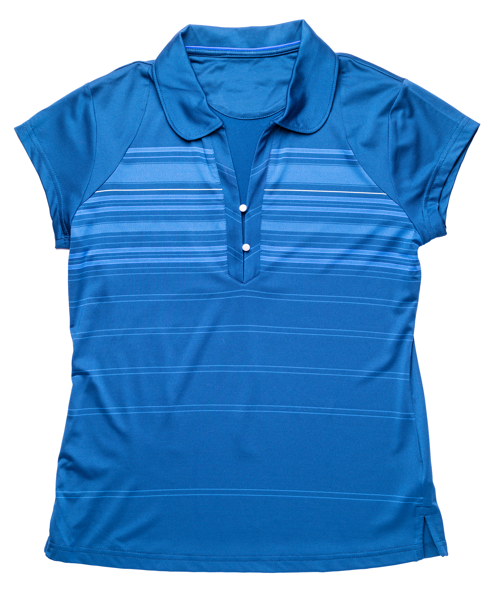 帮我撰写一篇时尚美文。关键词：夏天。女孩一身整洁利落的白色POLO衫、蓝色翻领荷叶边袖连衣裙、黑白条纹圆领套头衫