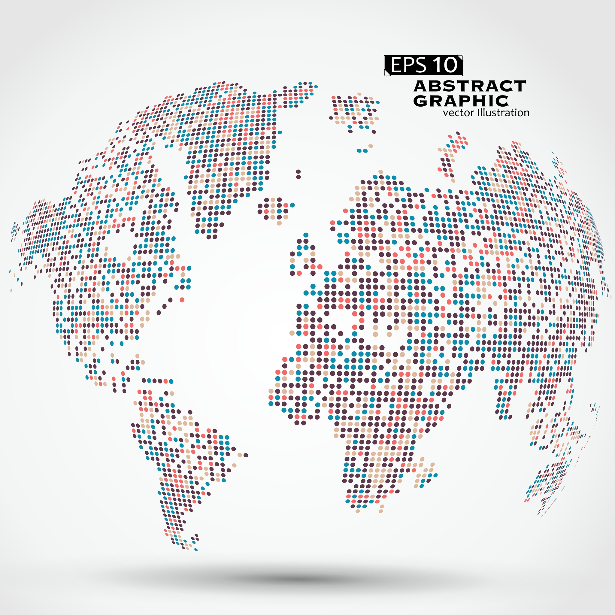 dots colorful three-dimensional map of the