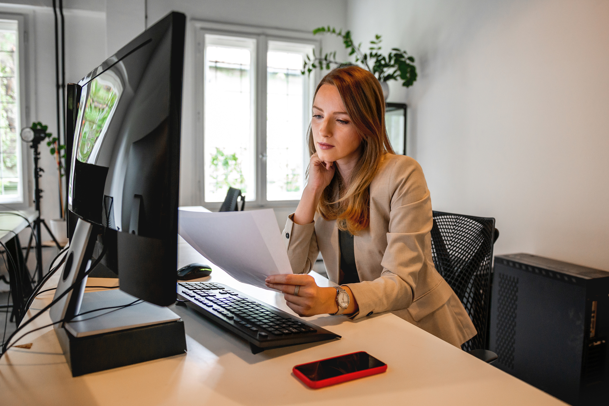 young woman working in office