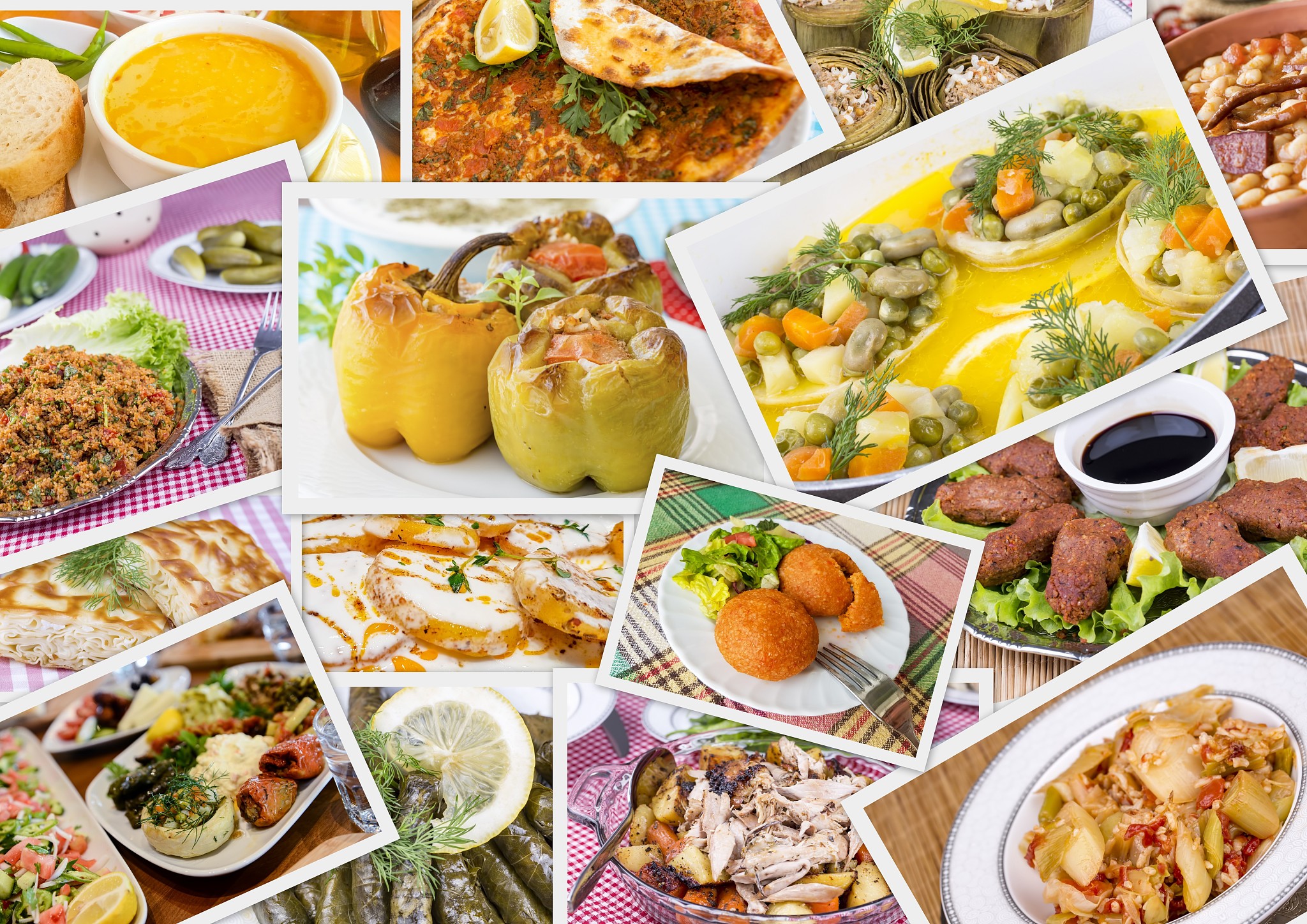traditional delicious different turkish foods collage. rich menu