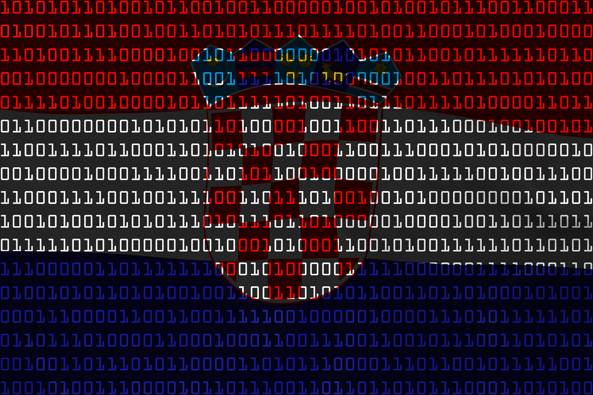 croatian technology concept - flag of croatia in binary code