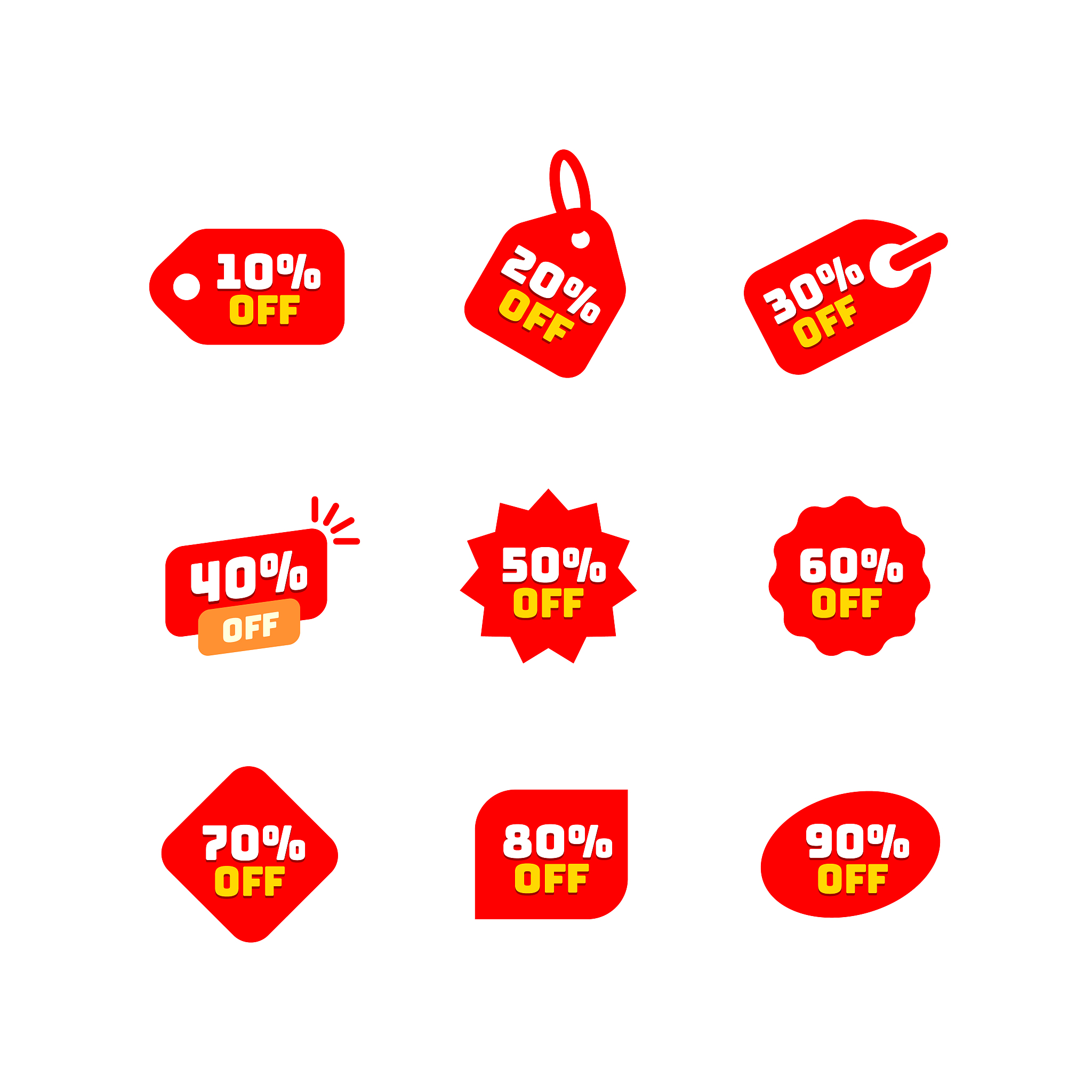 tags set with discount offer