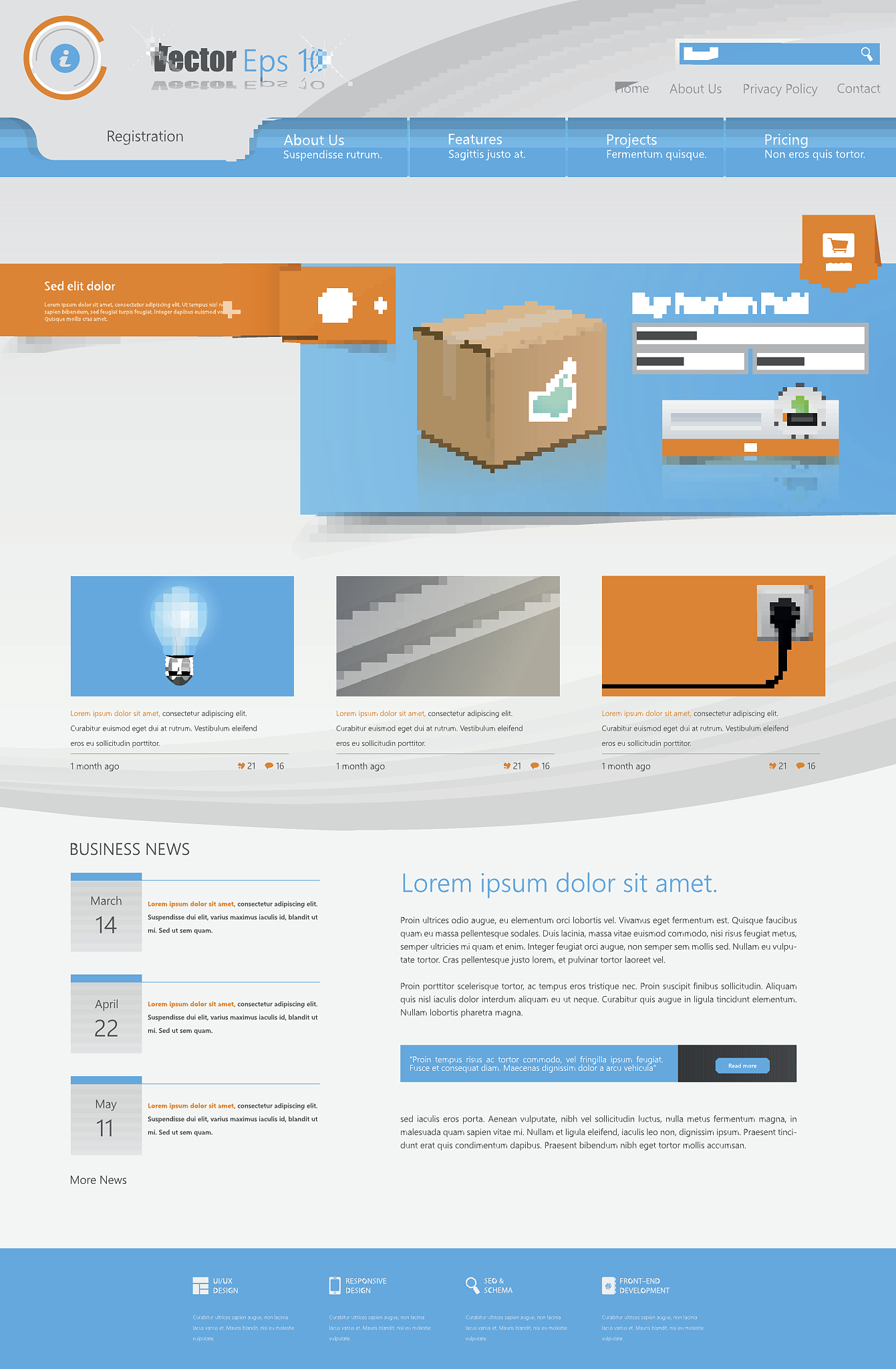 one page website template design