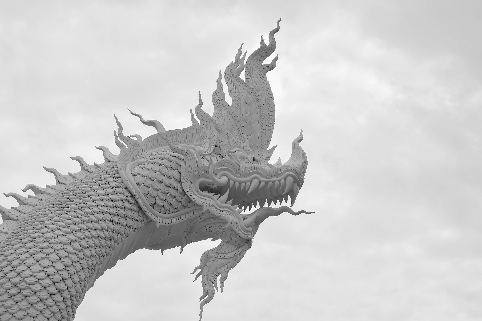 white serpent stucco of buddhism, brahmin and hindu southeast as