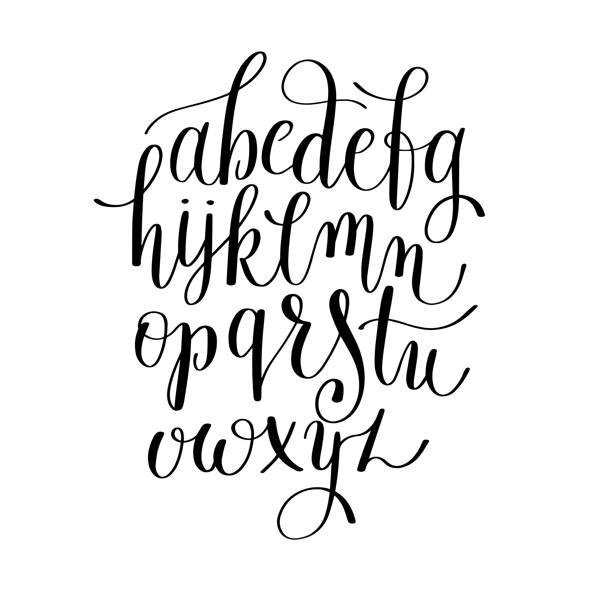 black and white hand lettering alphabet design