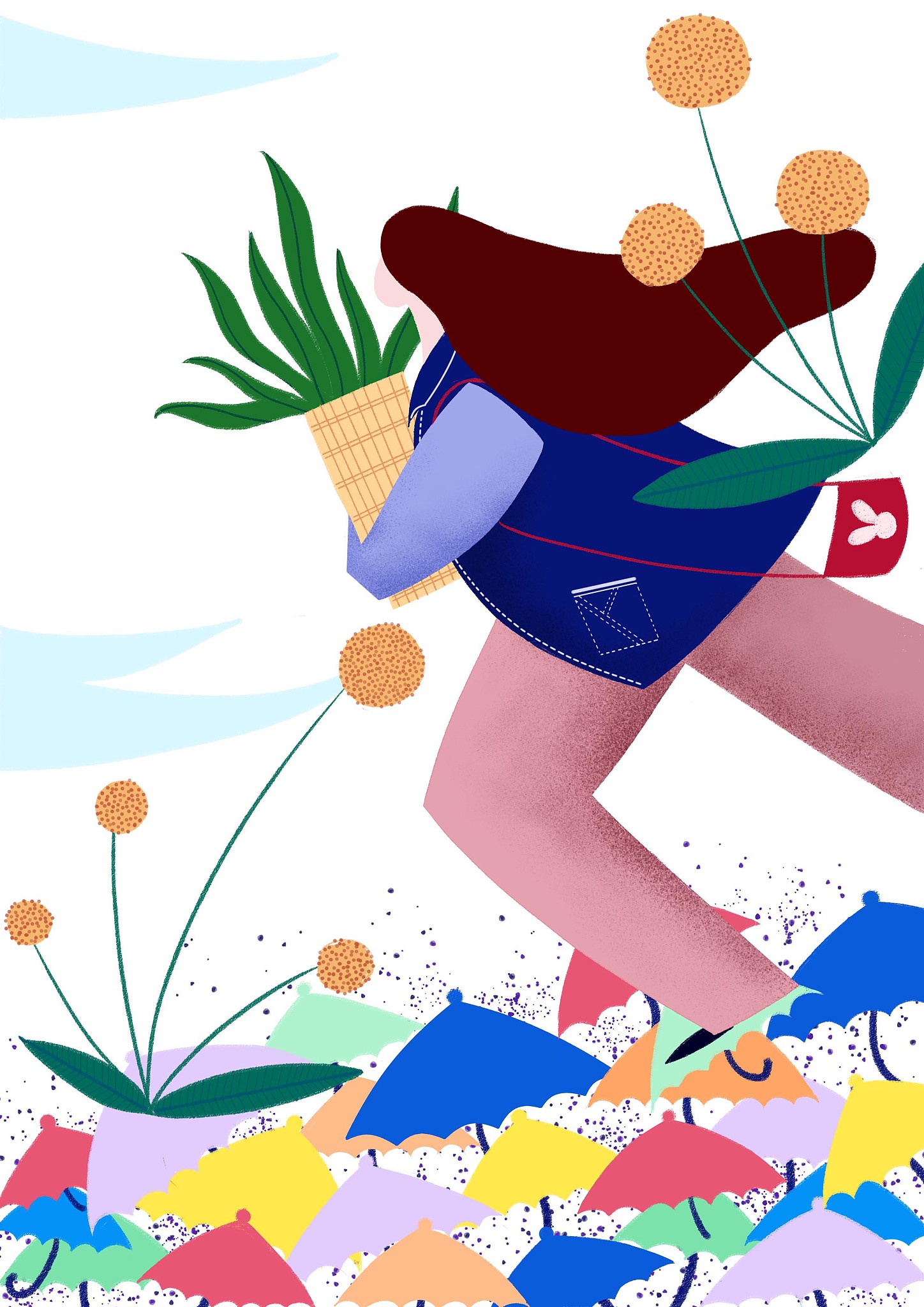 创意插画奔跑的女生