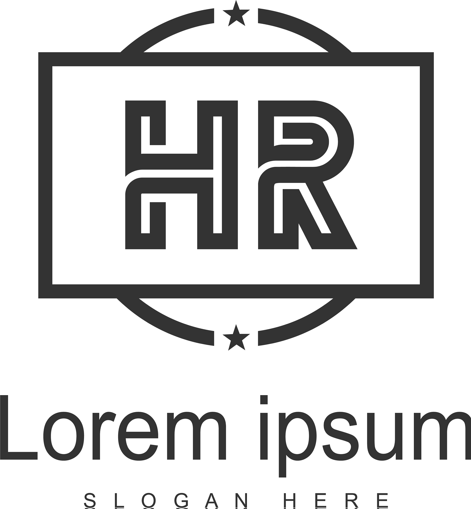 initial hr logo template with modern frame