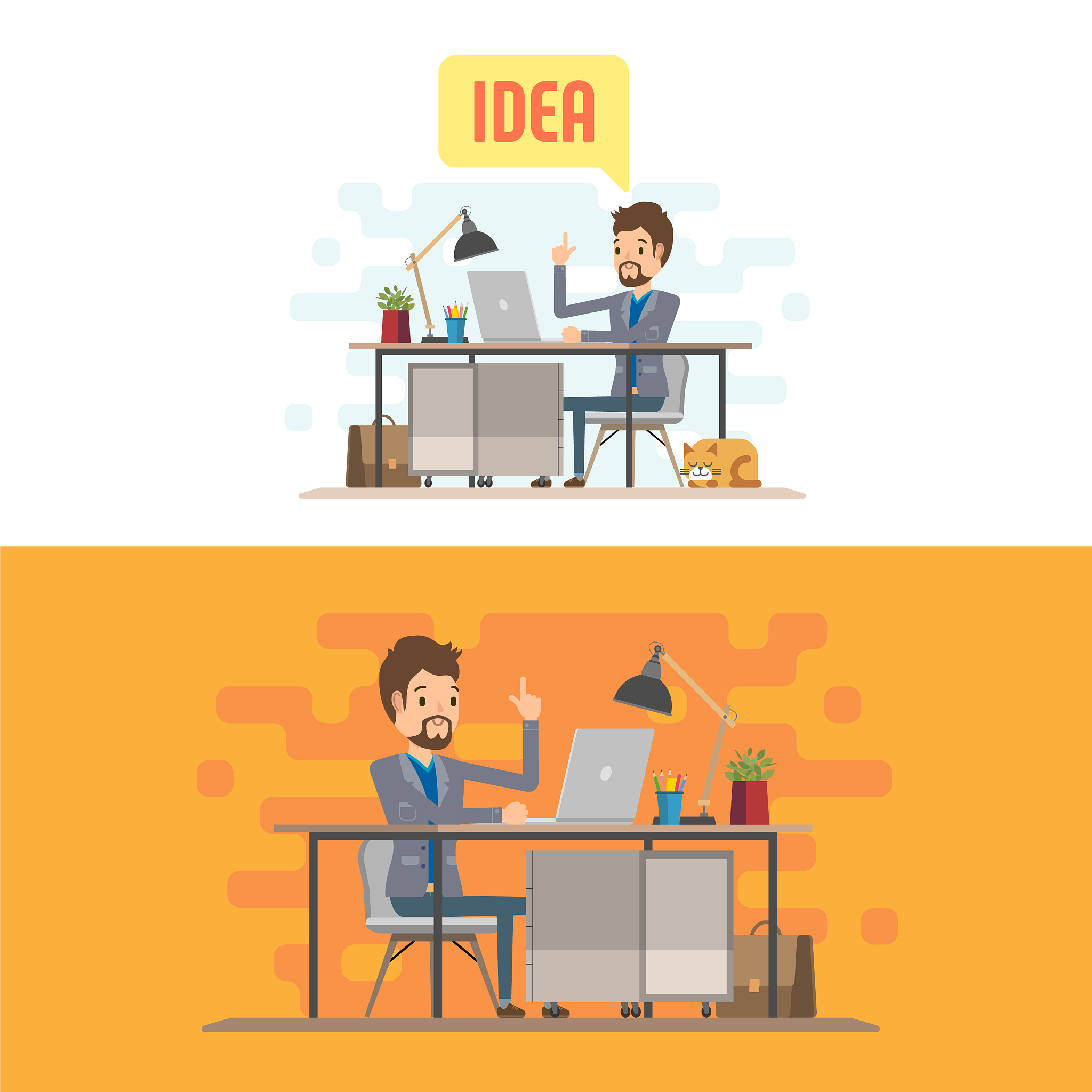 businessman character with computer