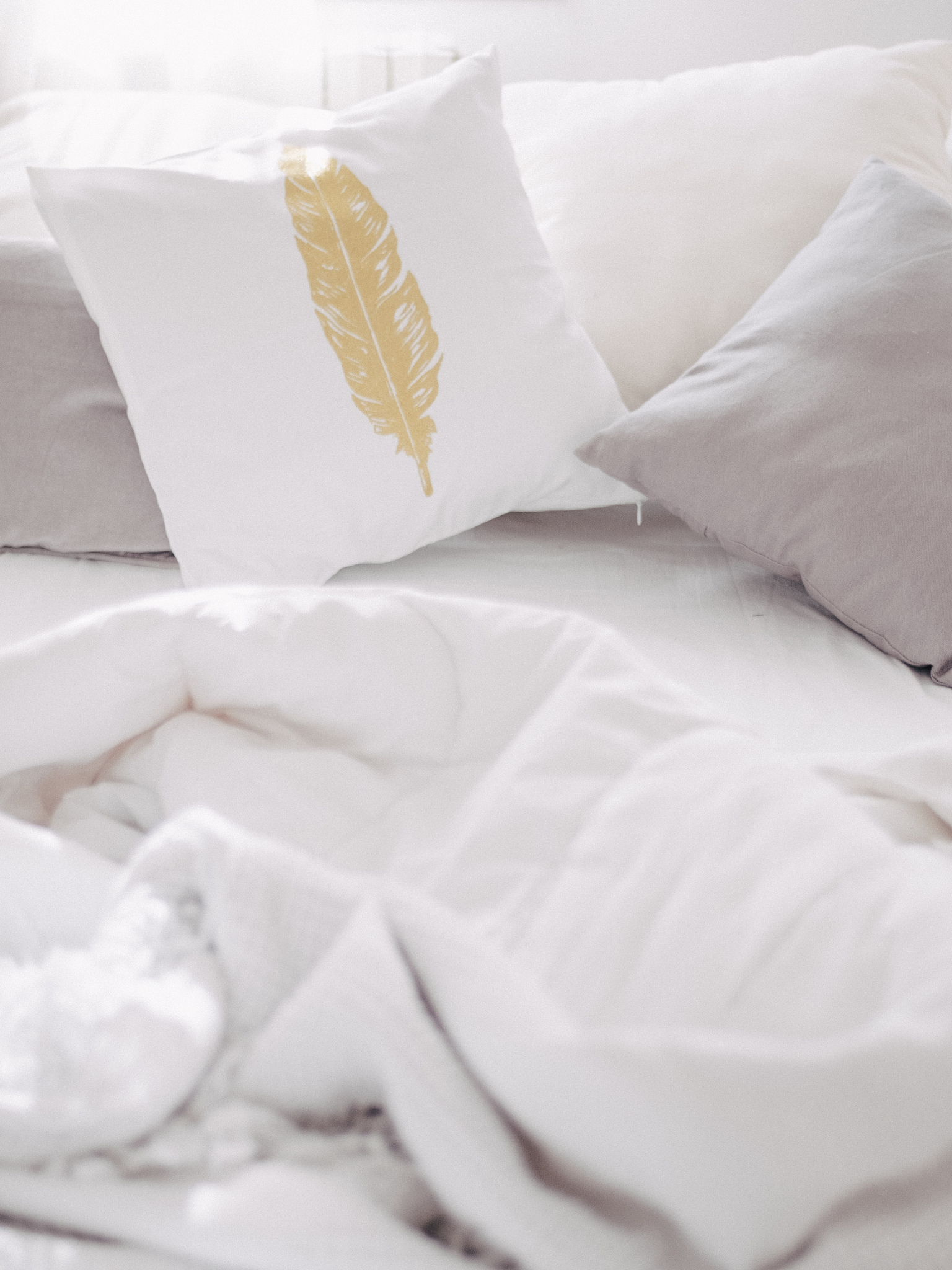 high angle view of bed
