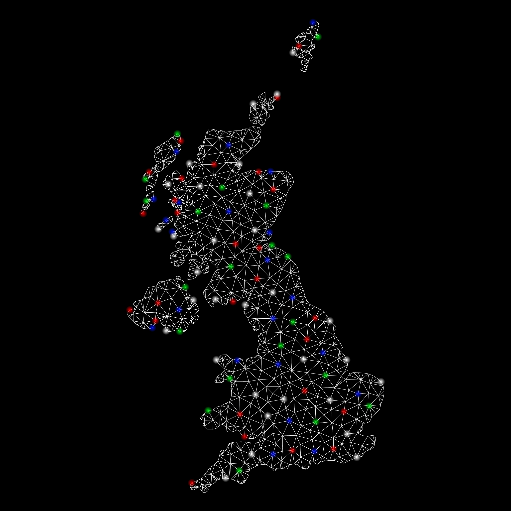 bright mesh wire frame united kingdom map with