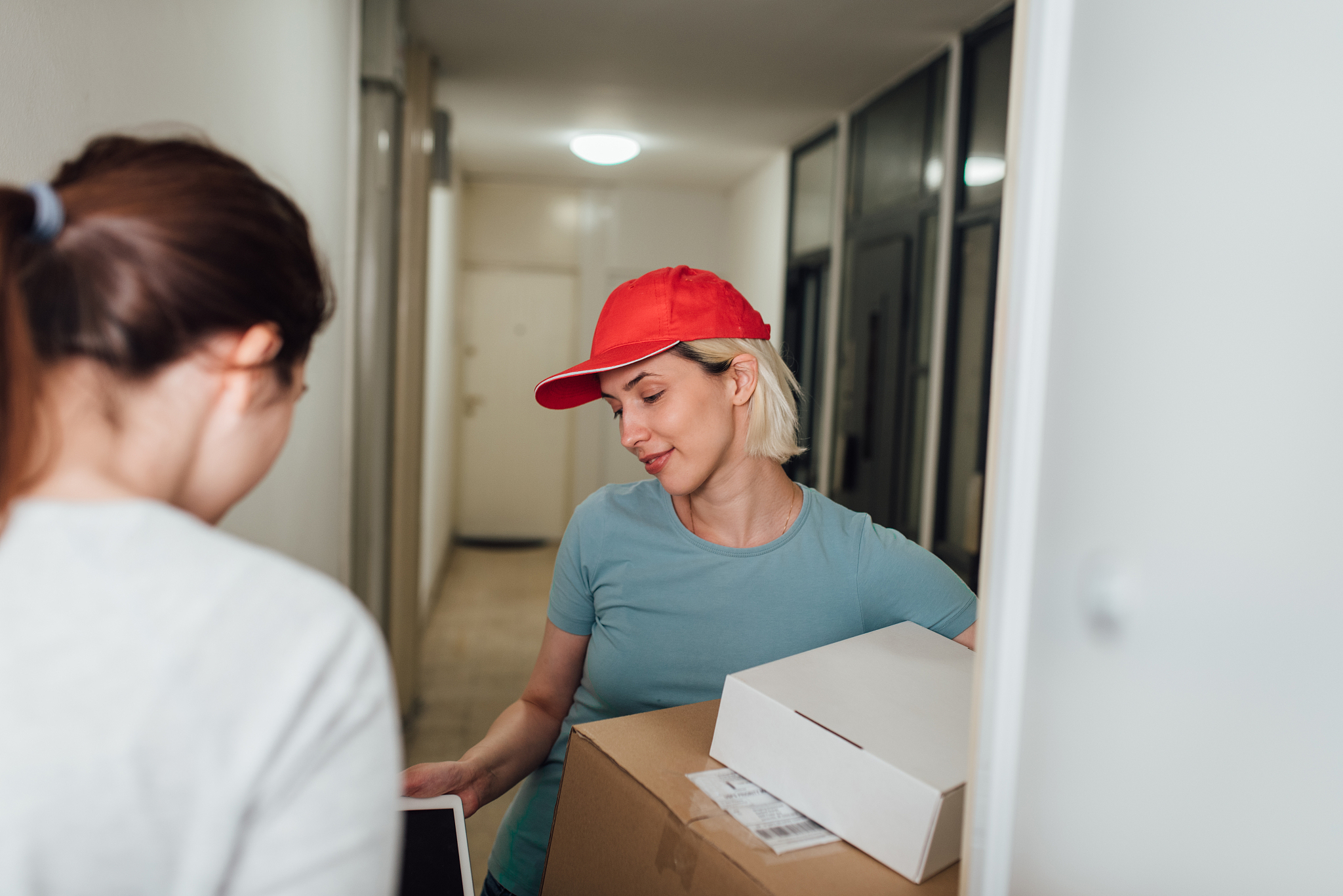 girl working as a delivery peson