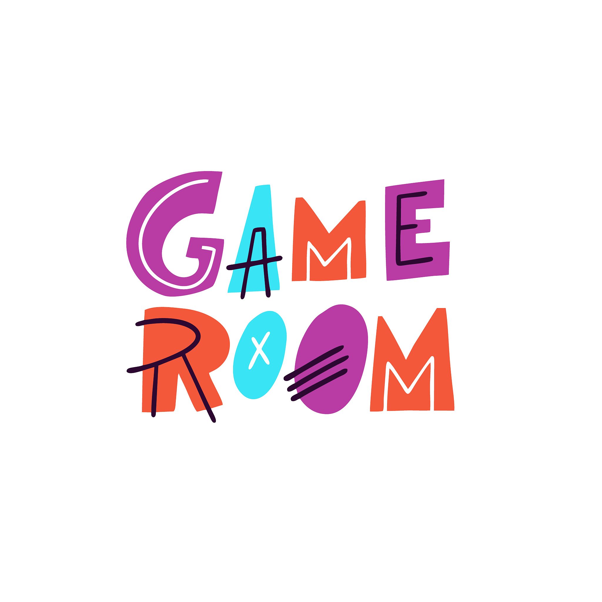 game room lettering. kids phrase. modern typography. colorful ve