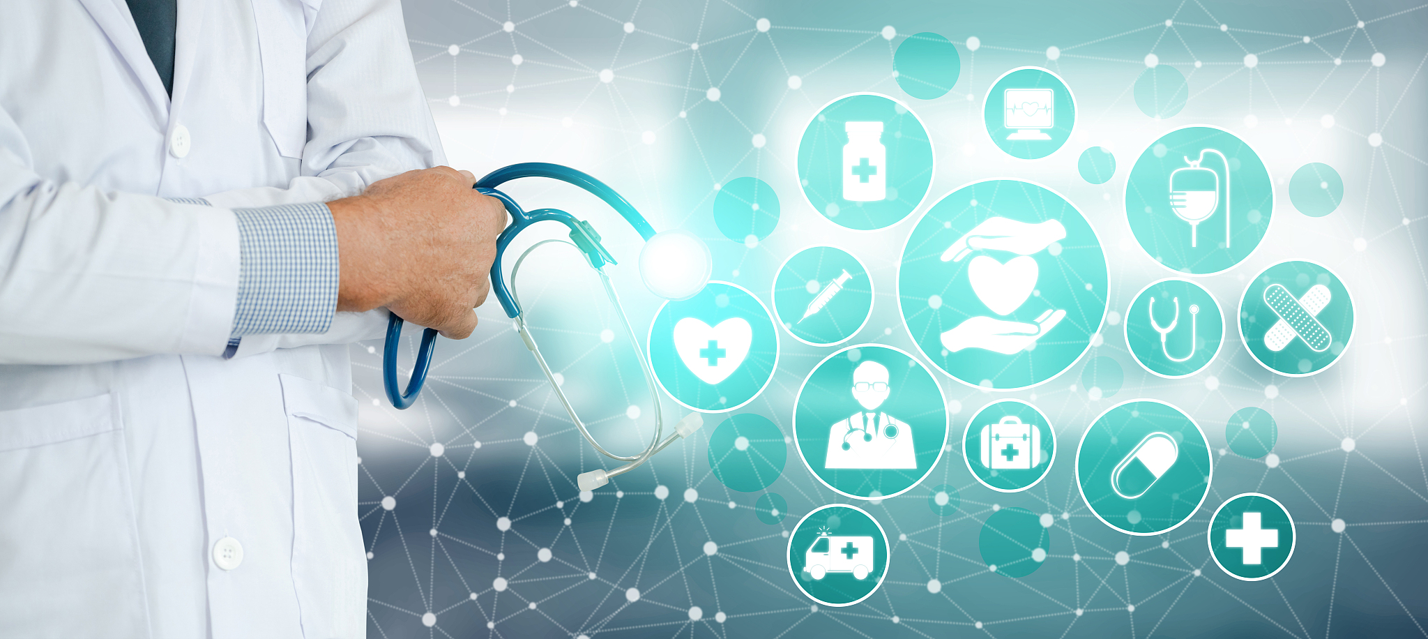 medical healthcare concept - doctor in hospital with digital med