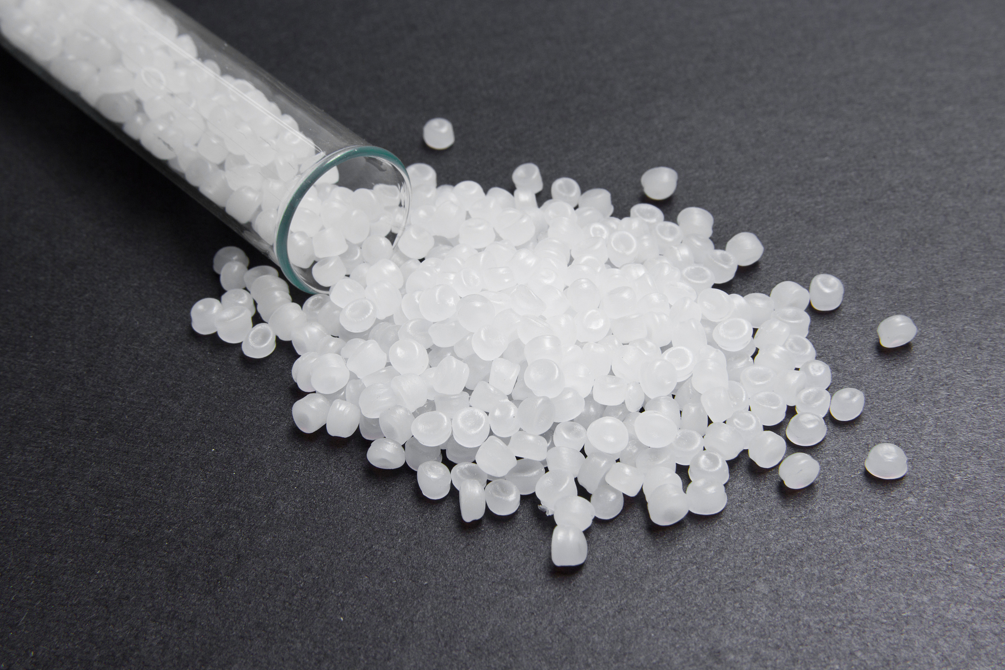 plastic pellets. transparent polyethylene granules. plastic raw 