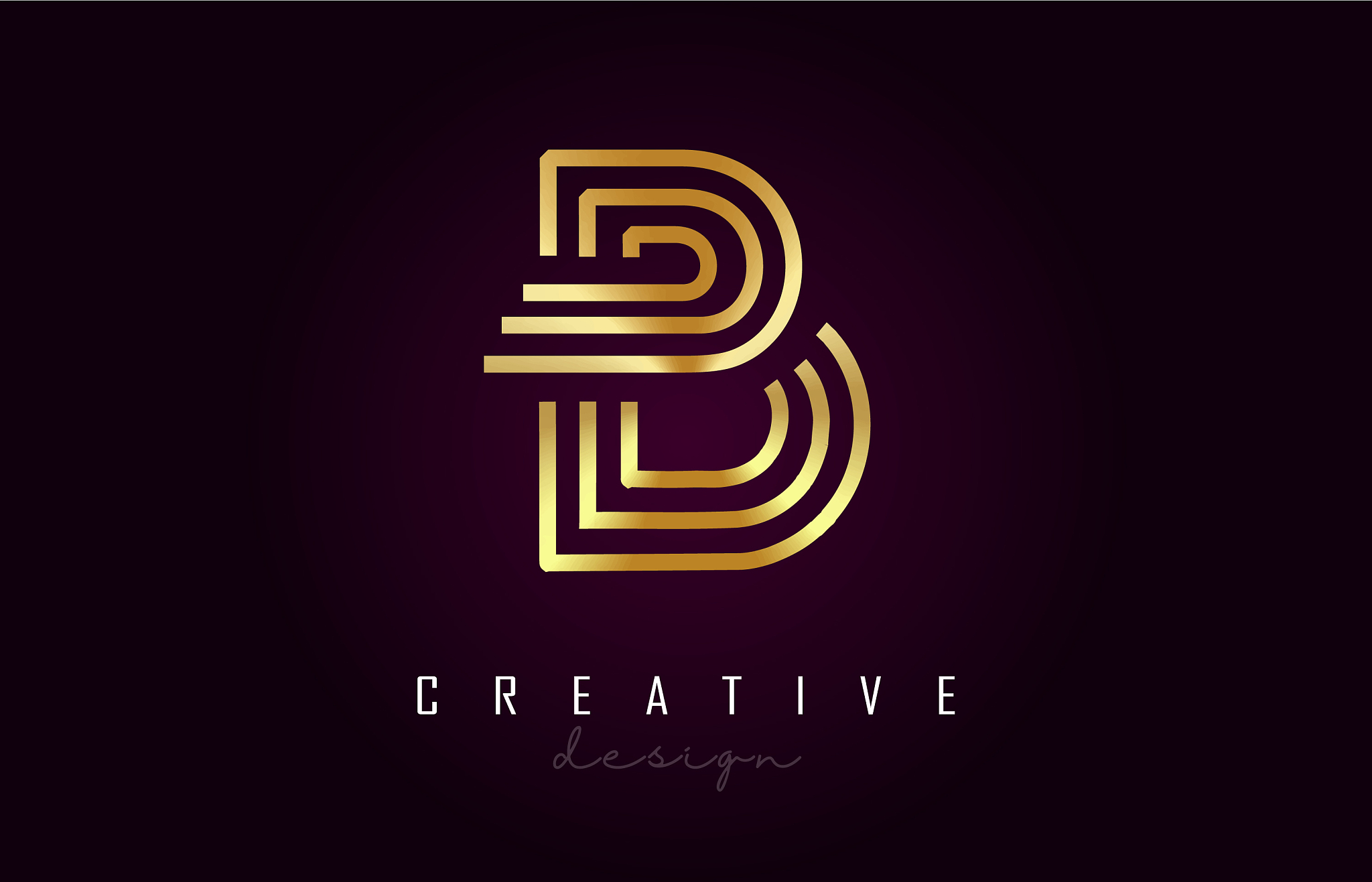 b golden letter logo monogram design creative b