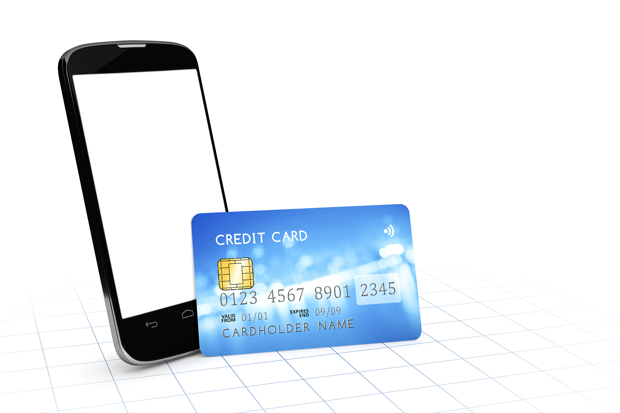 smartphone and a credit card for mobile payment