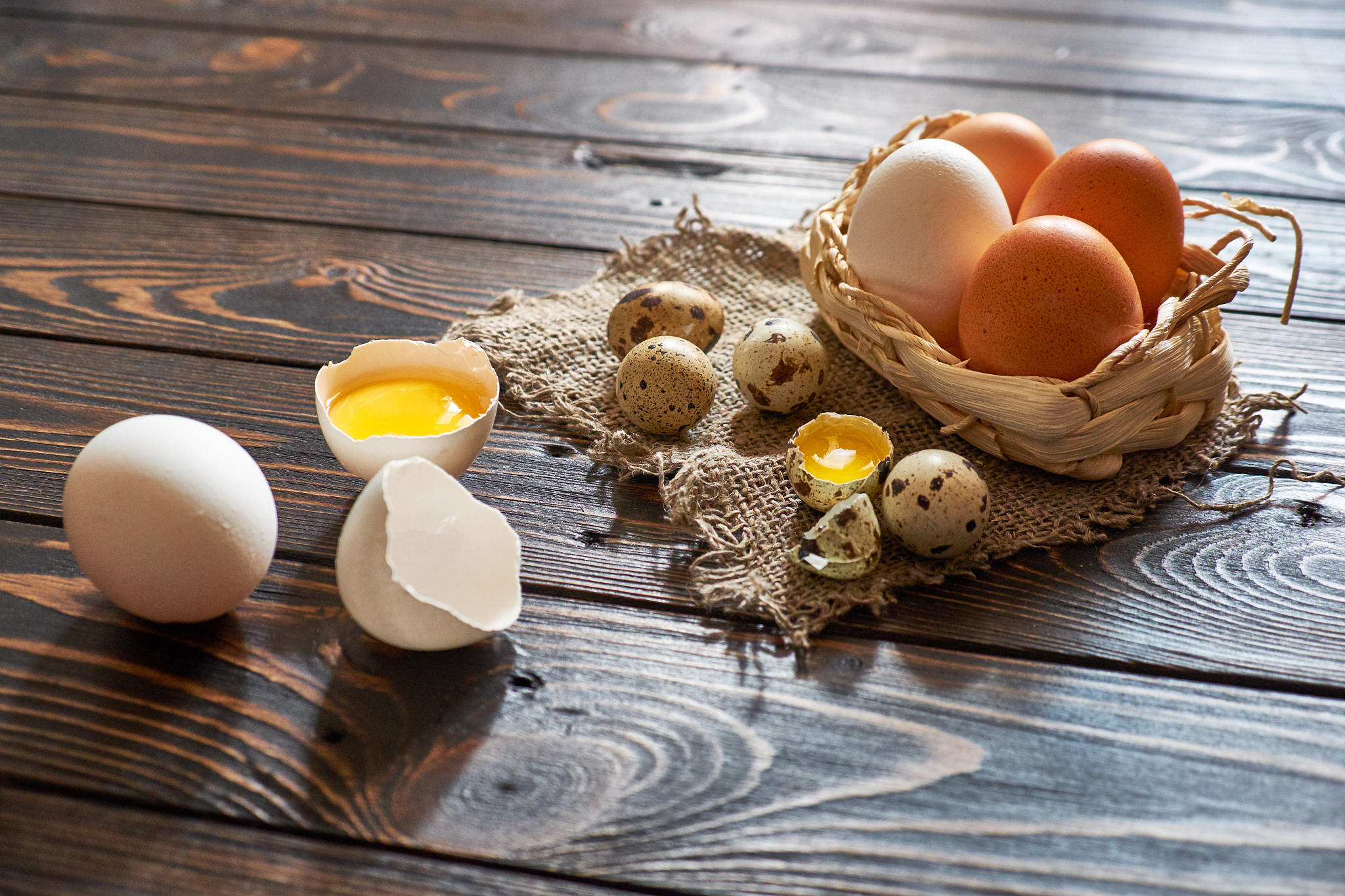 assorted eggs rural composition with solar lighting
