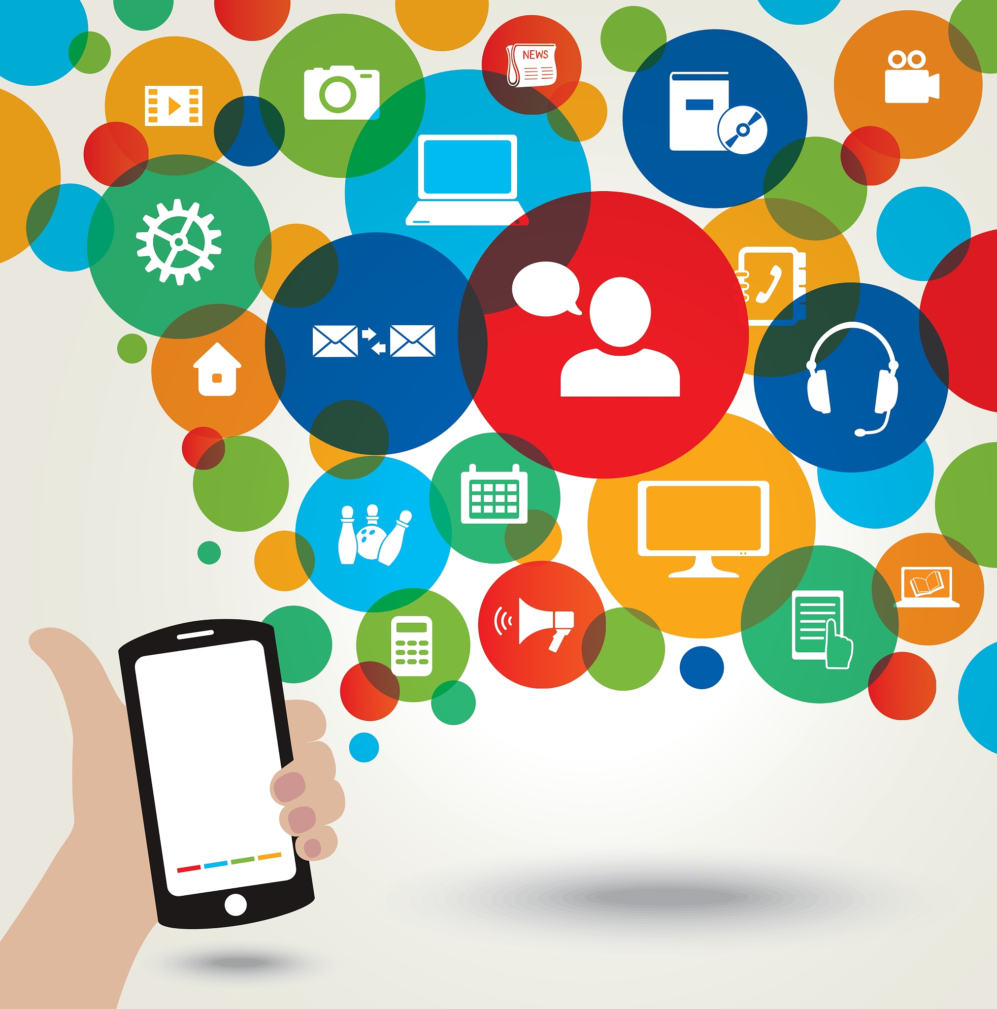 mobile phone and social media icons