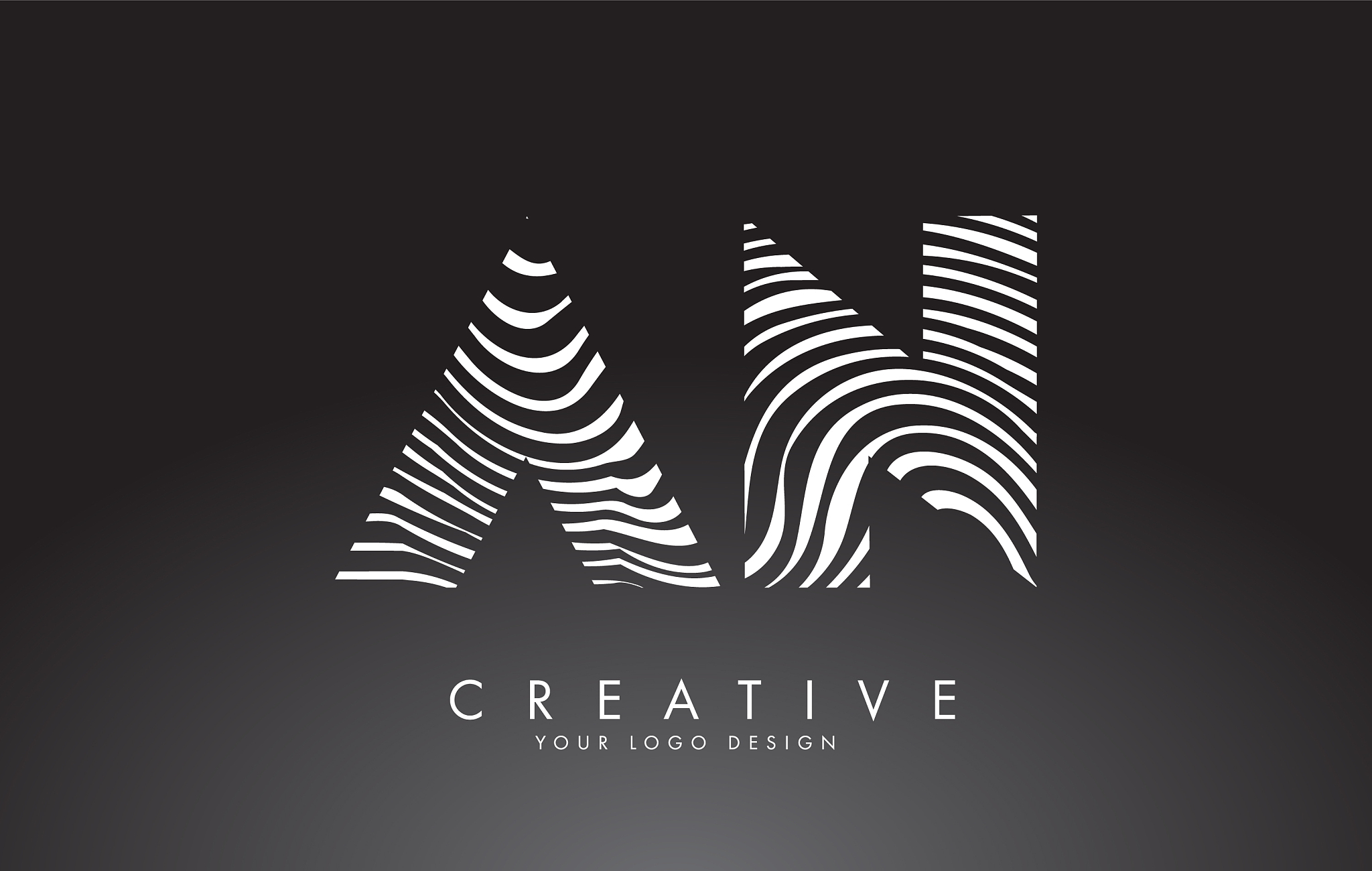 an a n letters logo design with fingerprint black