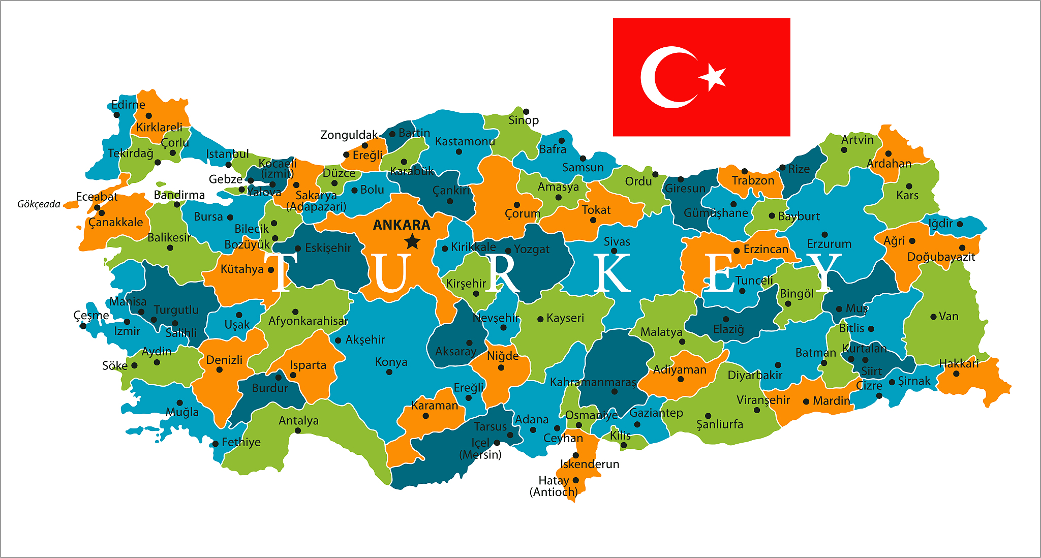 map of turkey - vector