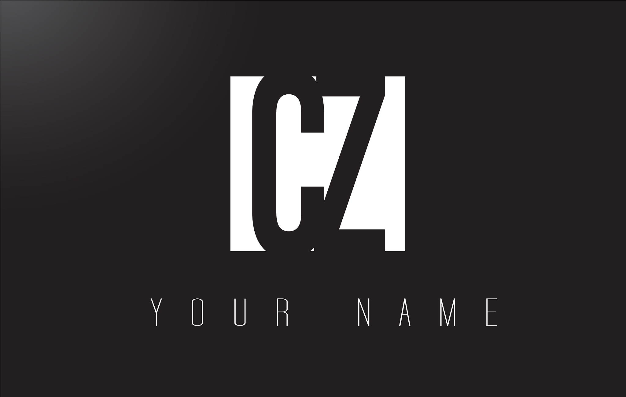 cz letter logo with black and white negative