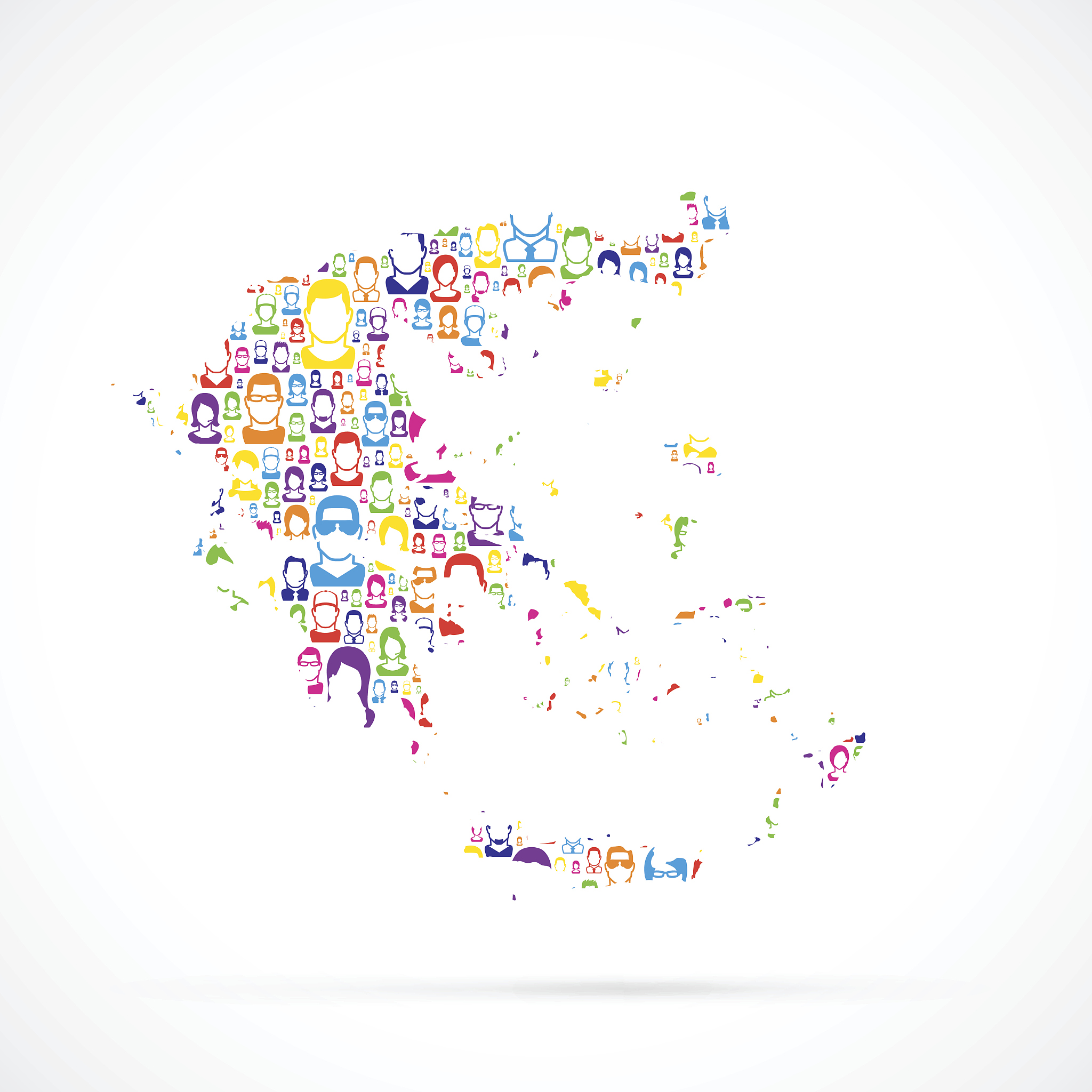 greece map with people
