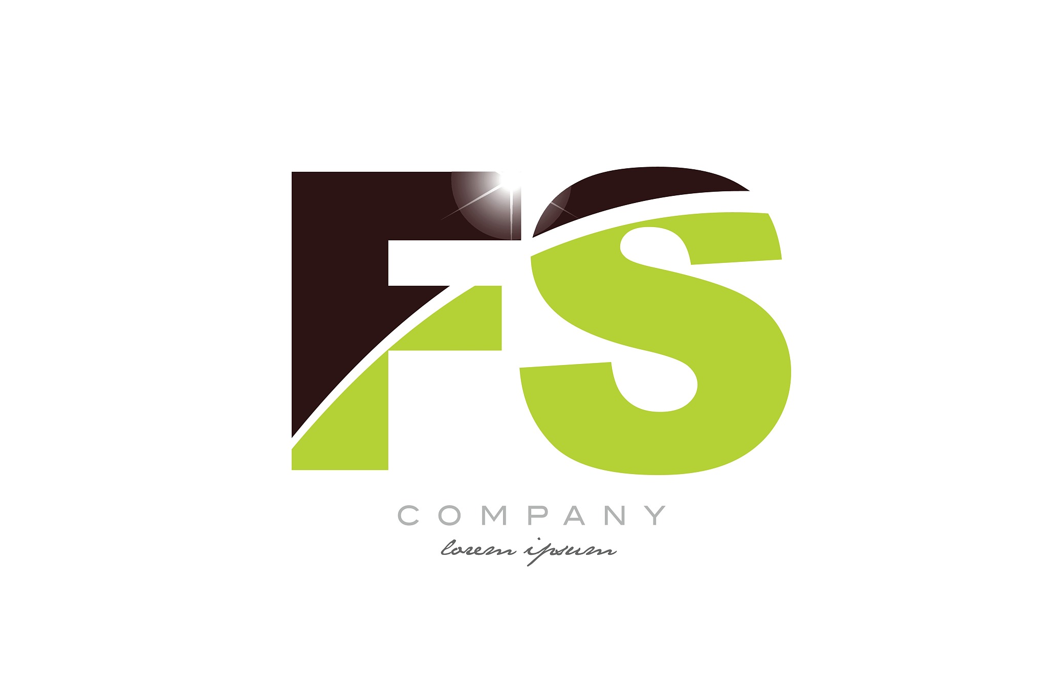letter fs f s alphabet combination in green and brown color for