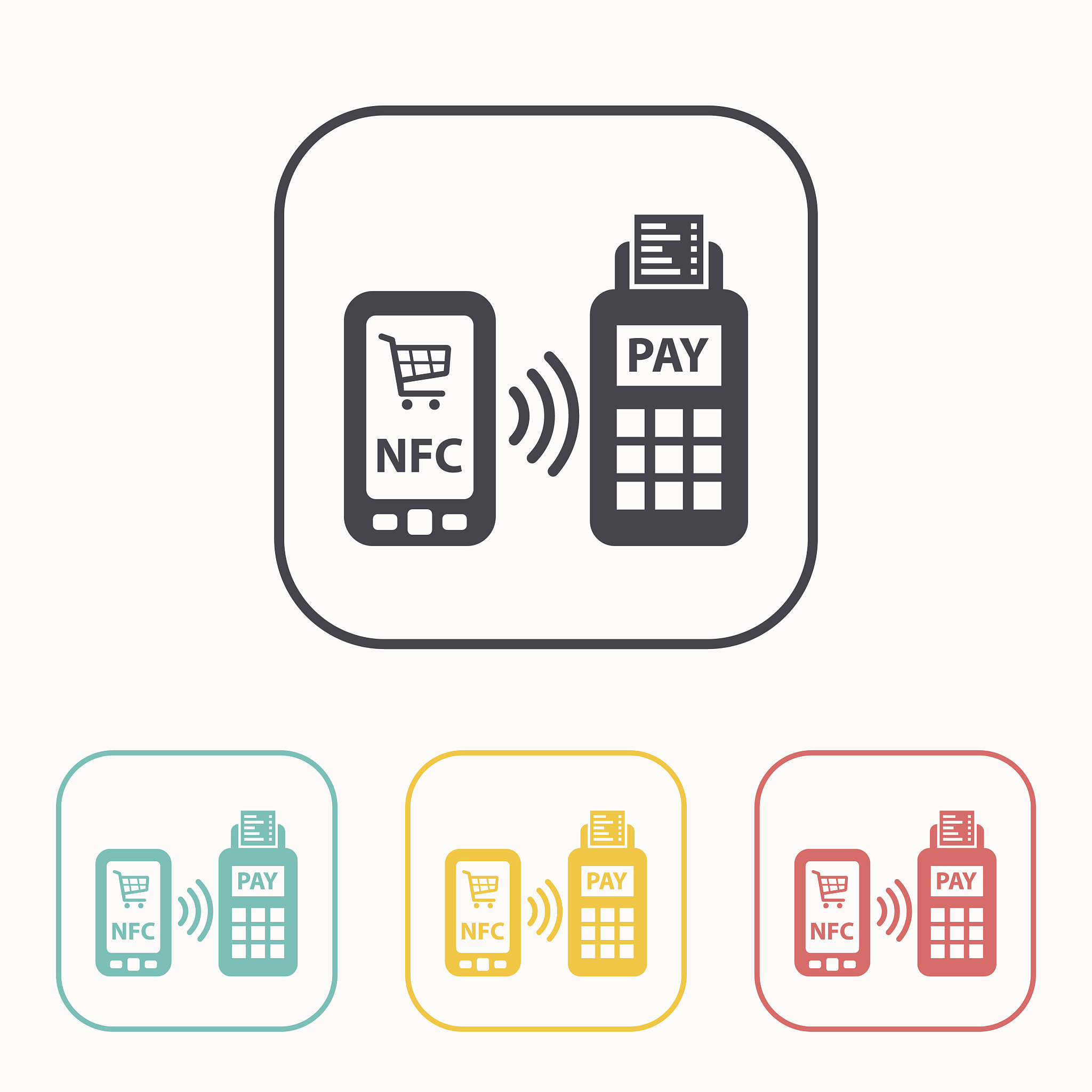 nfc payment from mobile phone color icon set