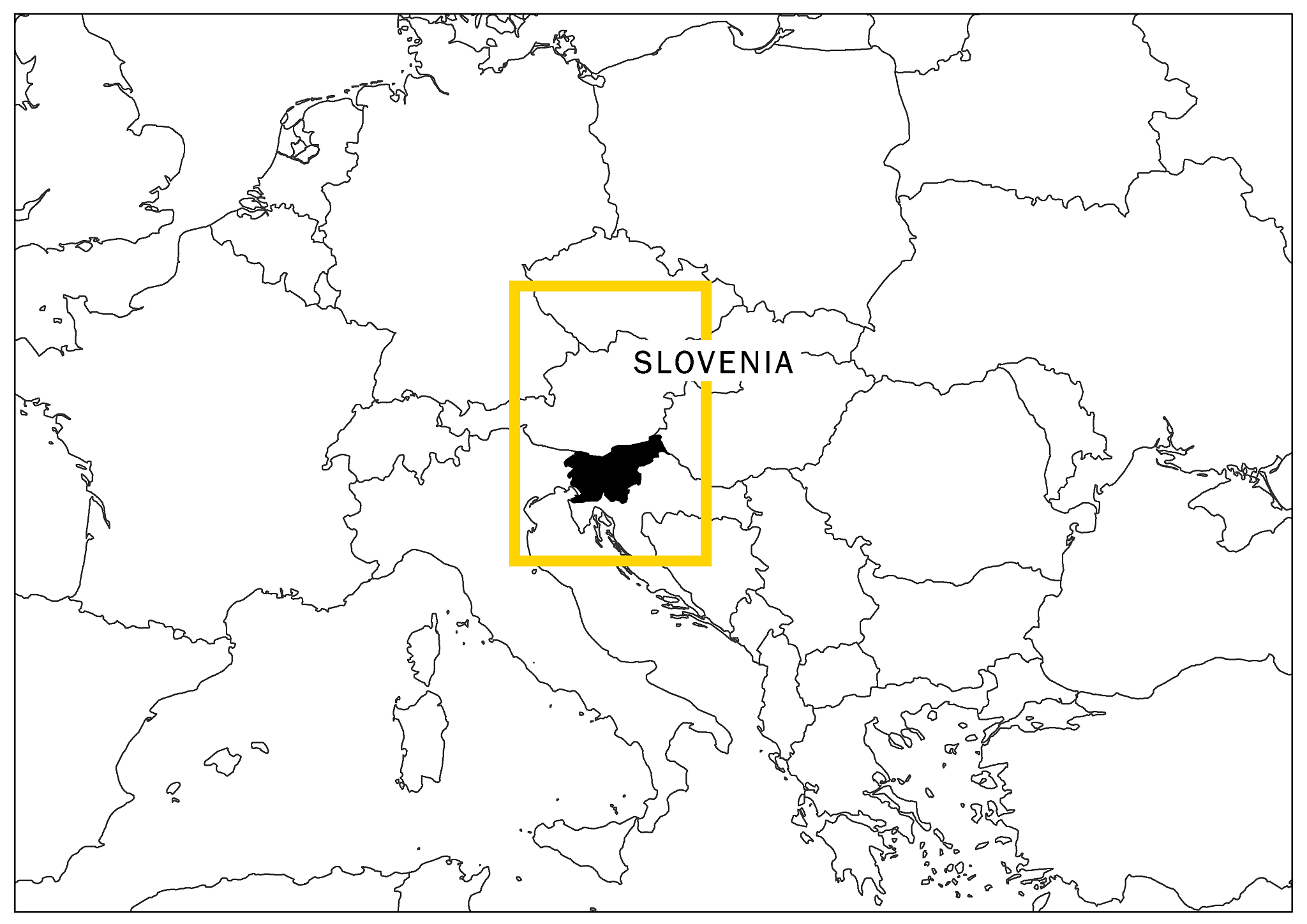 slovenia with yellow frame and  name country