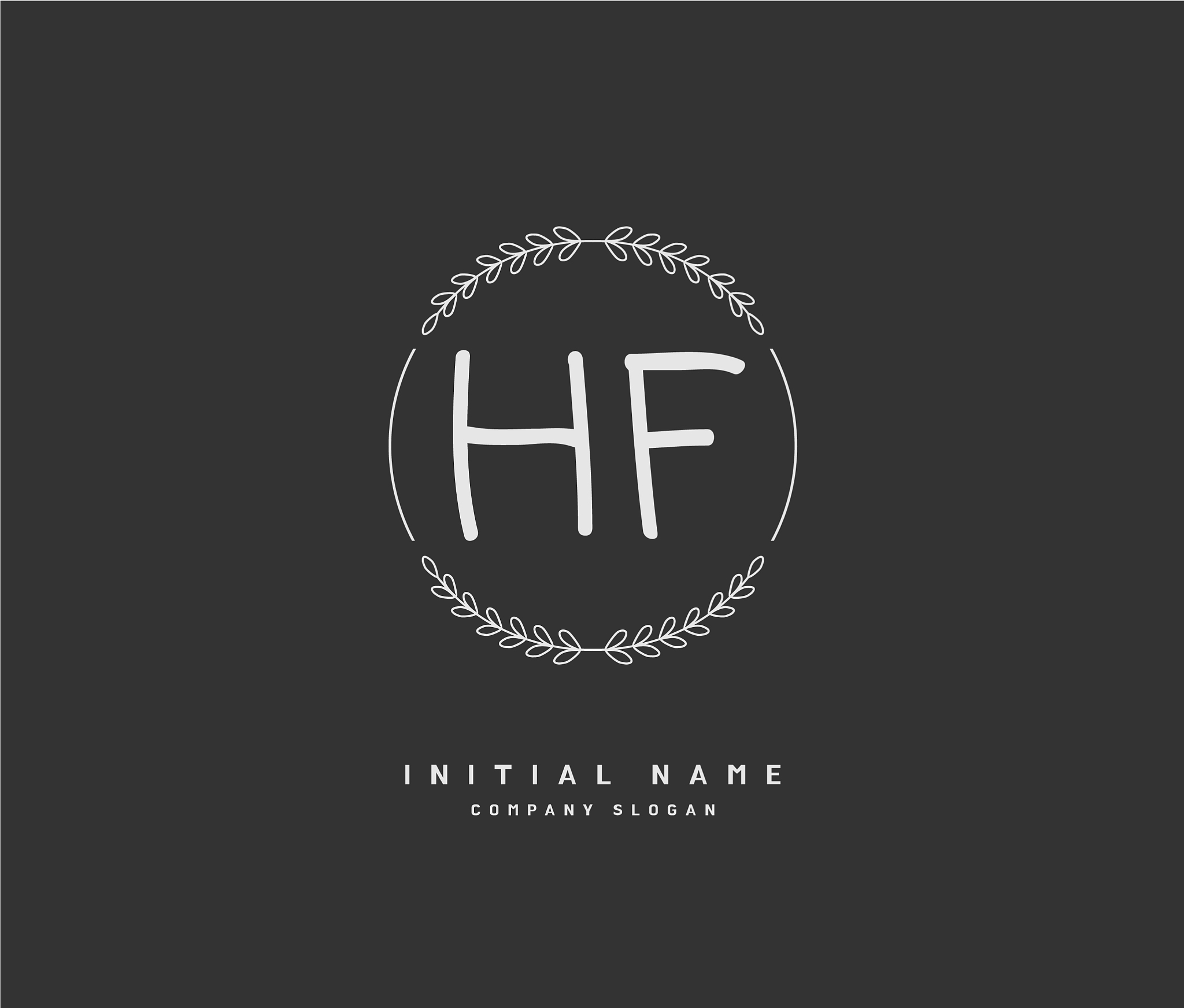 h f hf beauty initial logo handwriting logo of
