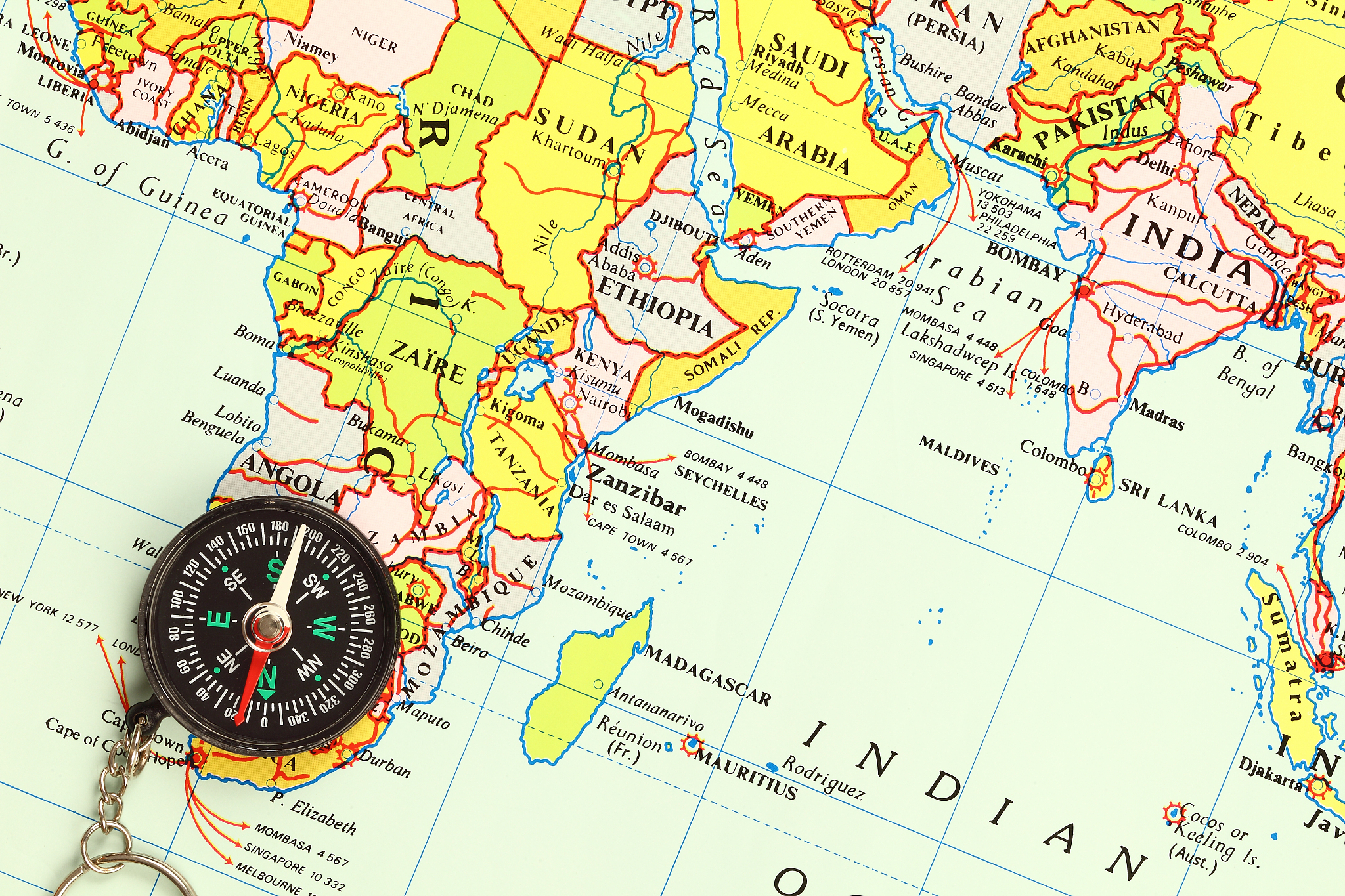 compass on a map
