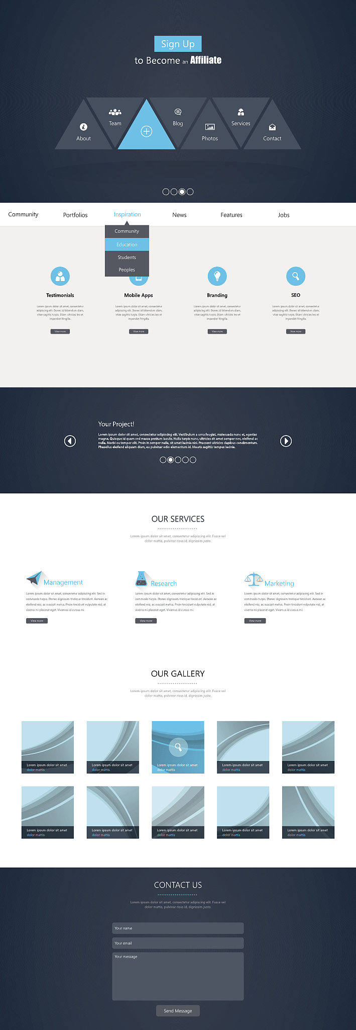 one page website template design