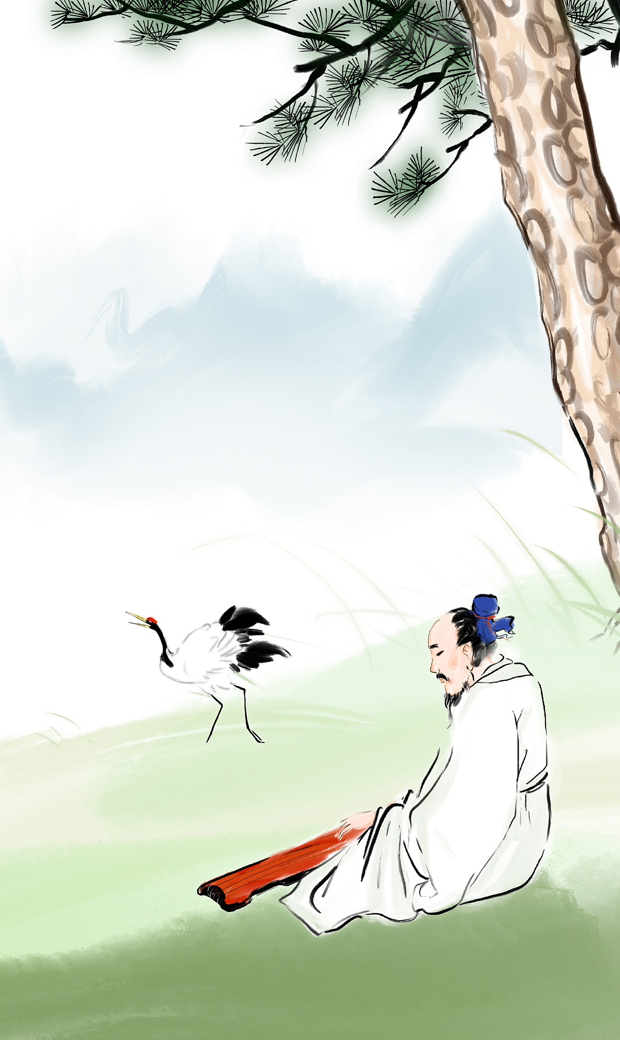 水墨国画古典诗词人物插图诗人
