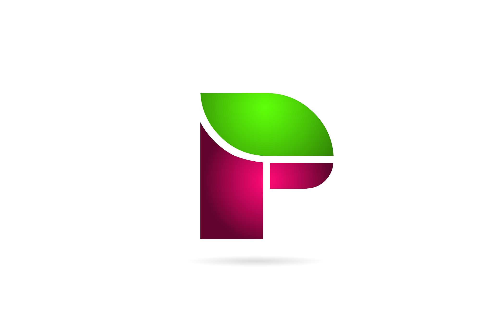pink green color p letter logo alphabet for icon