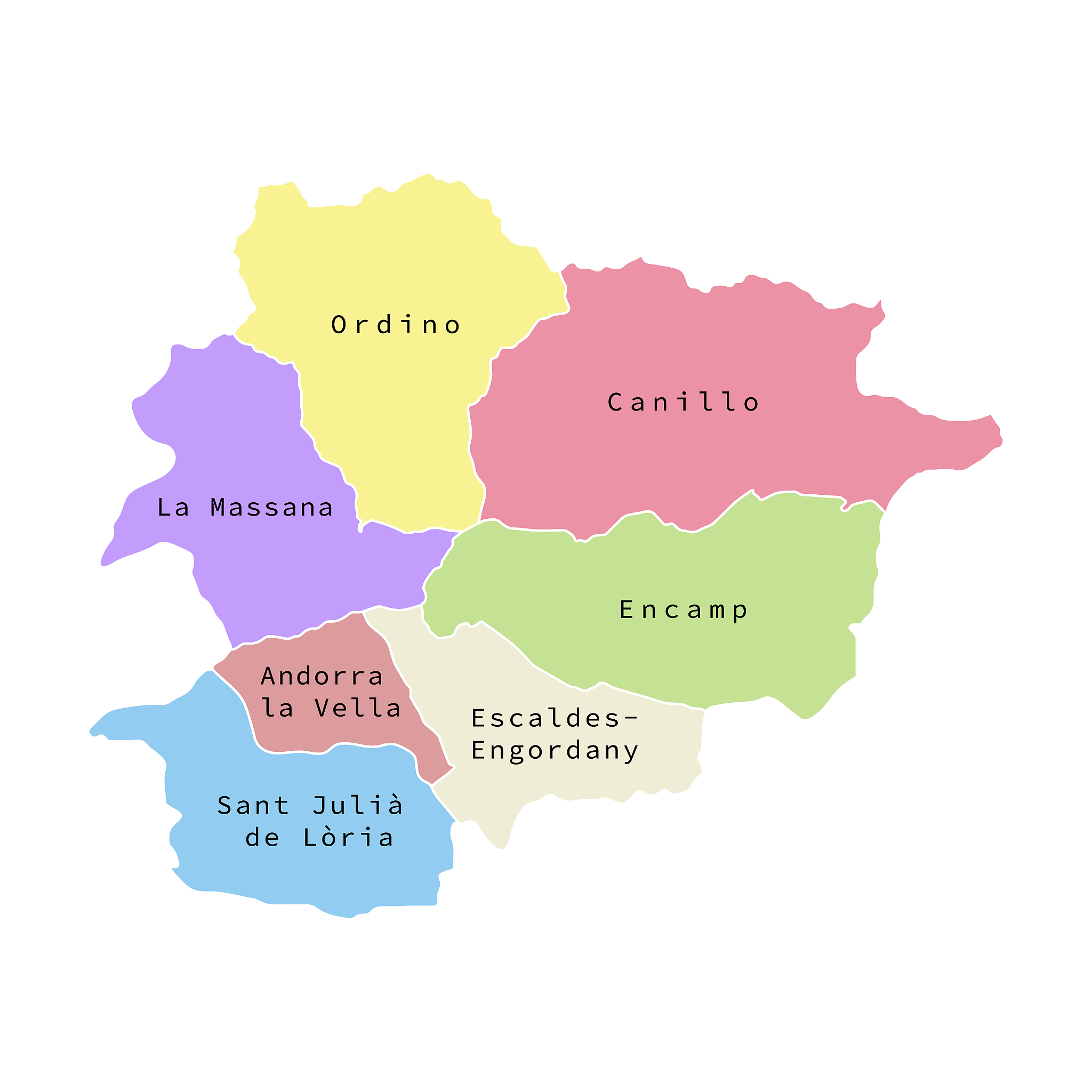 vector illustration of administrative division map of andorra. v