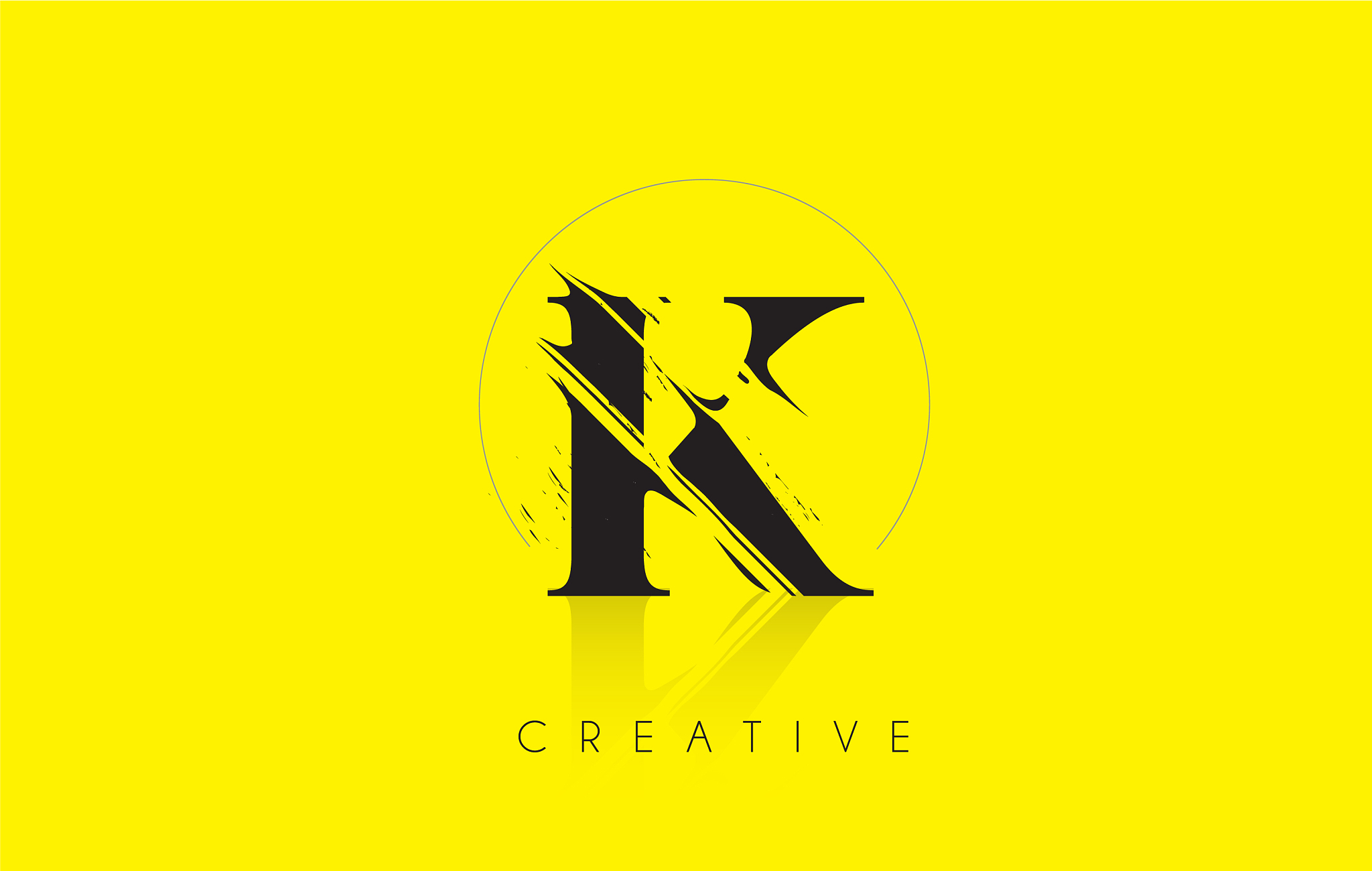 k letter logo with vintage grundge drawing design