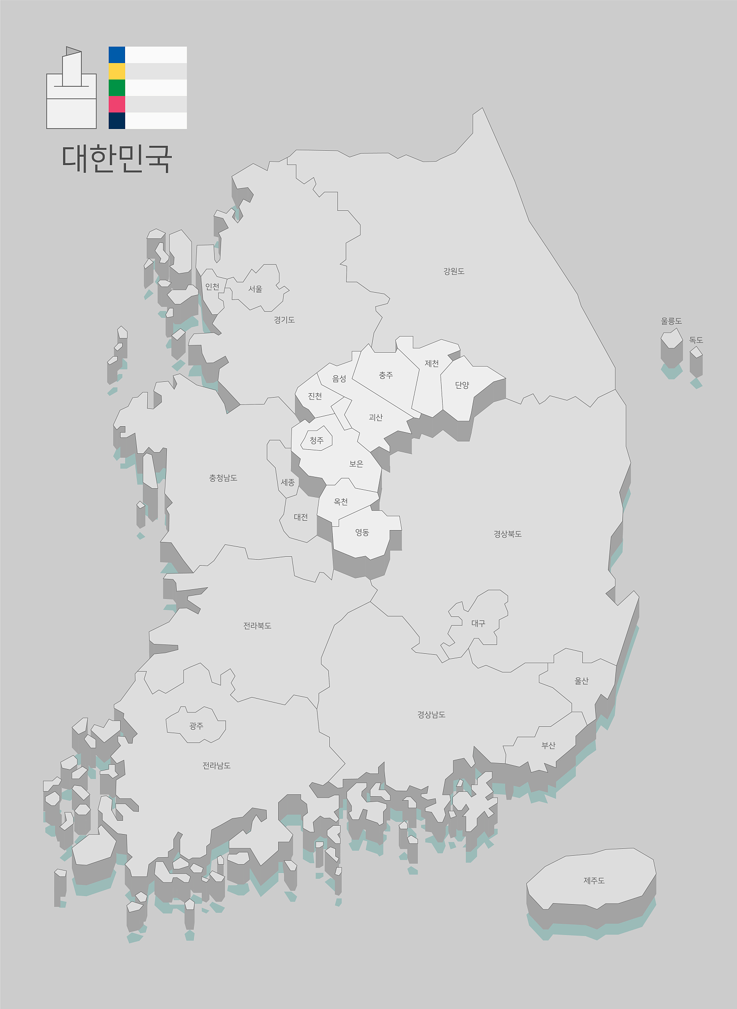 local map of south korea line vector illustration 022
