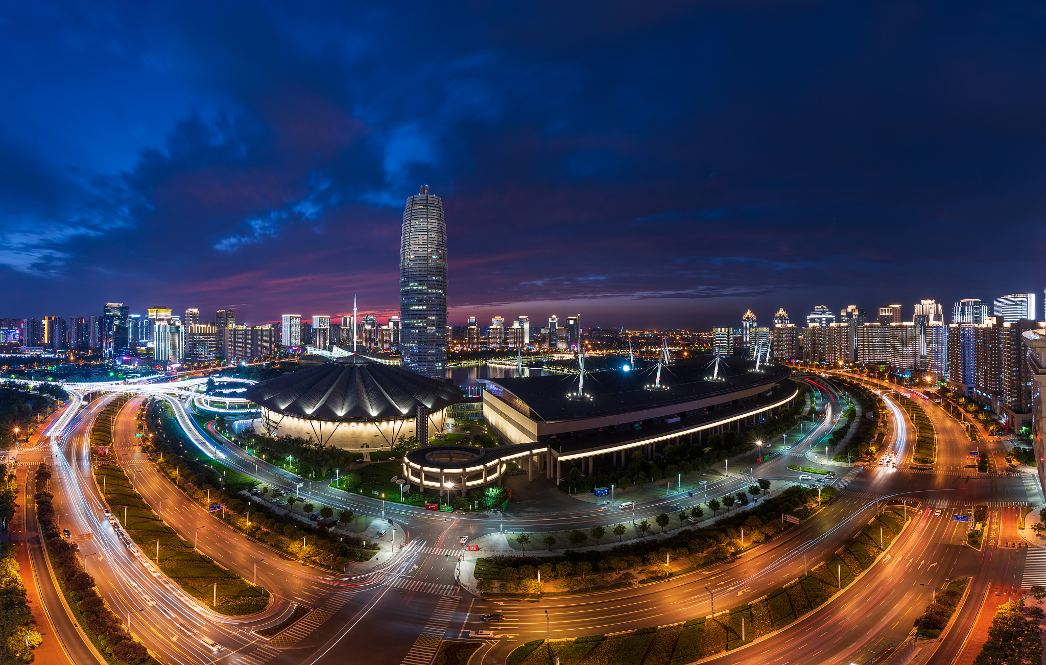 亚洲中国河南省郑州市郑东新区cbd夜景