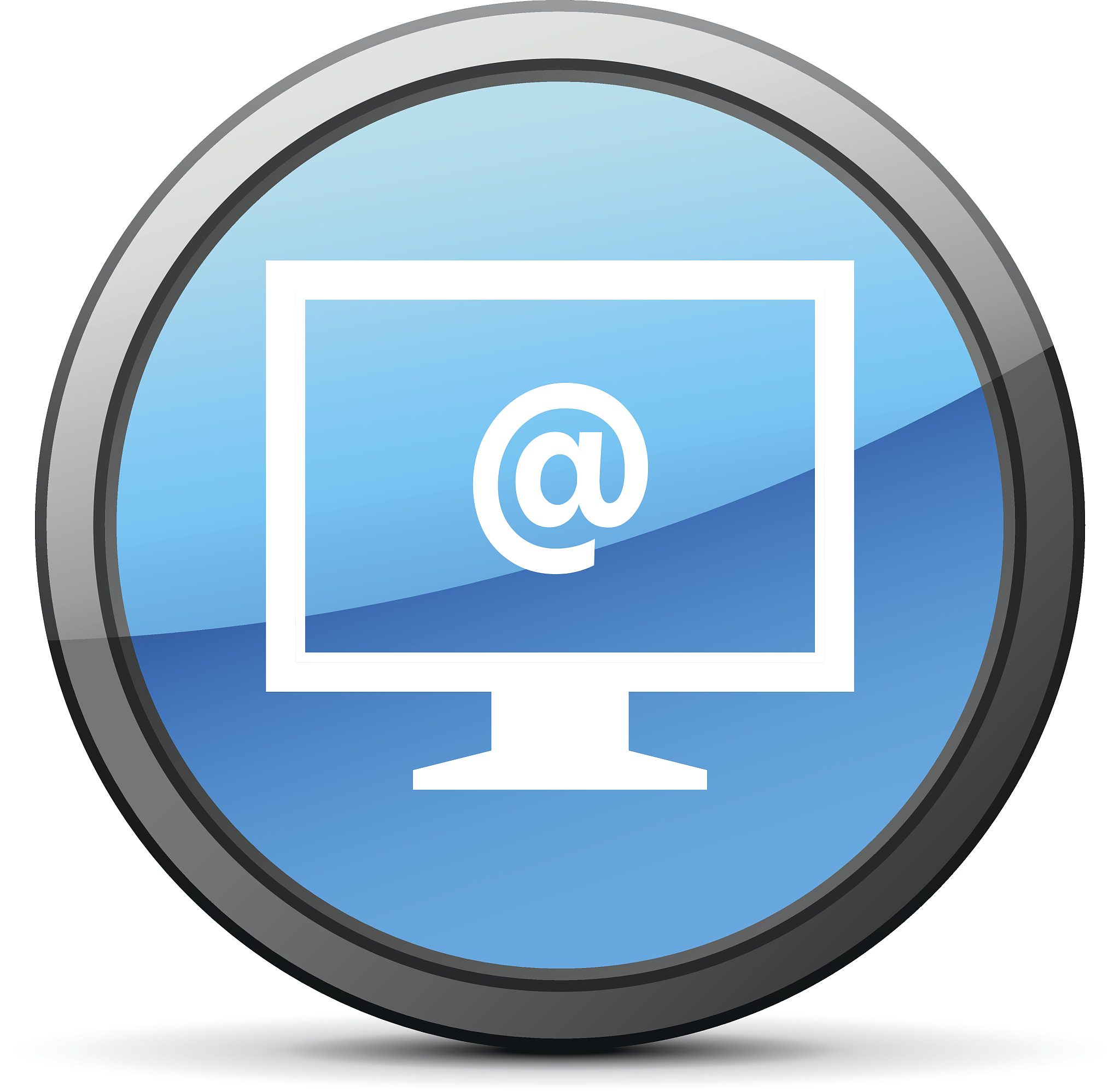 computer monitor icon on a round button. - brightseries