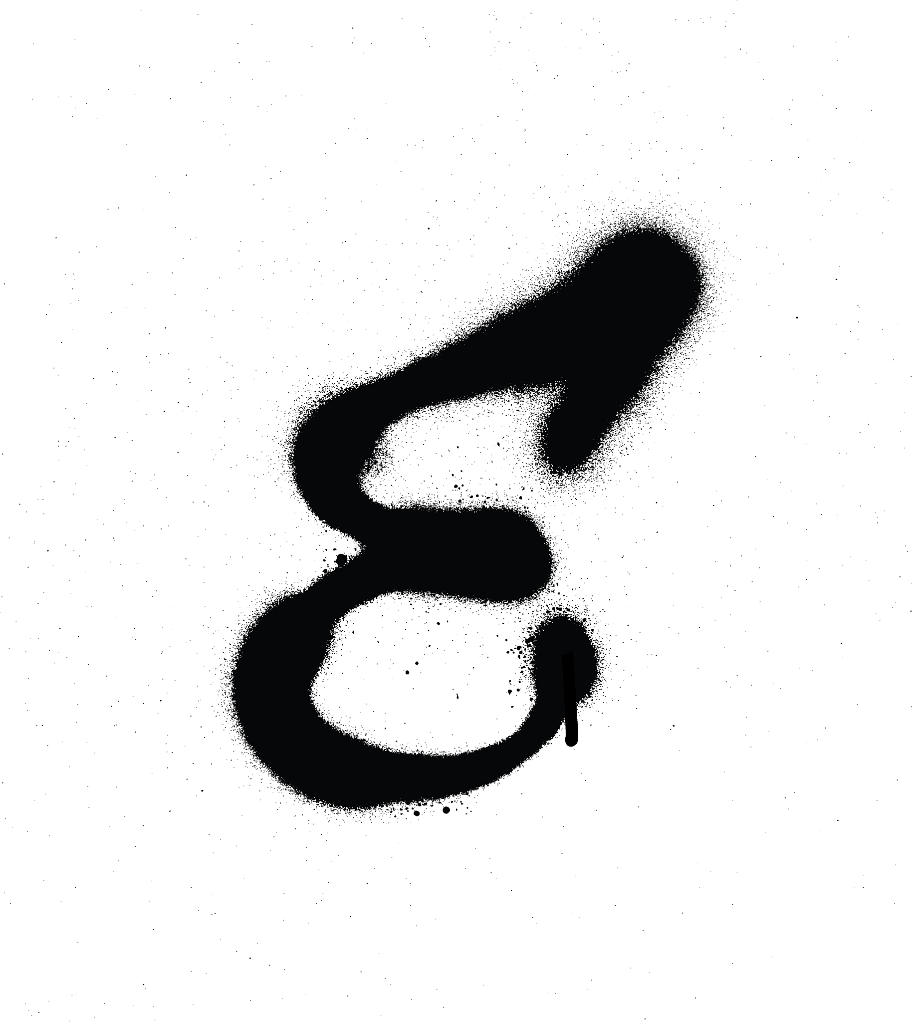 sprayed e font graffiti with leak in black