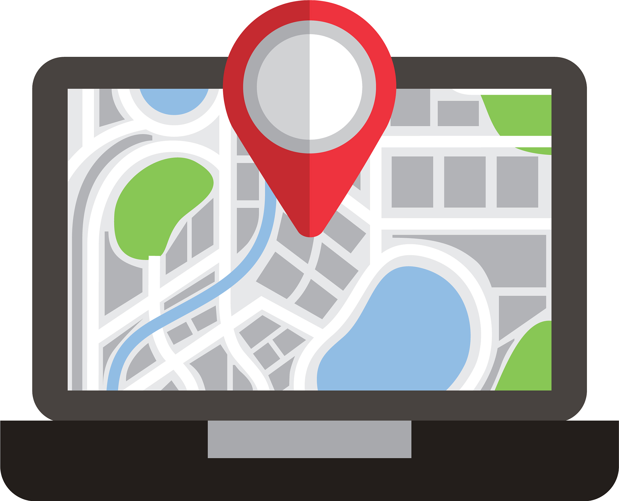 laptop application technology navigation pin map