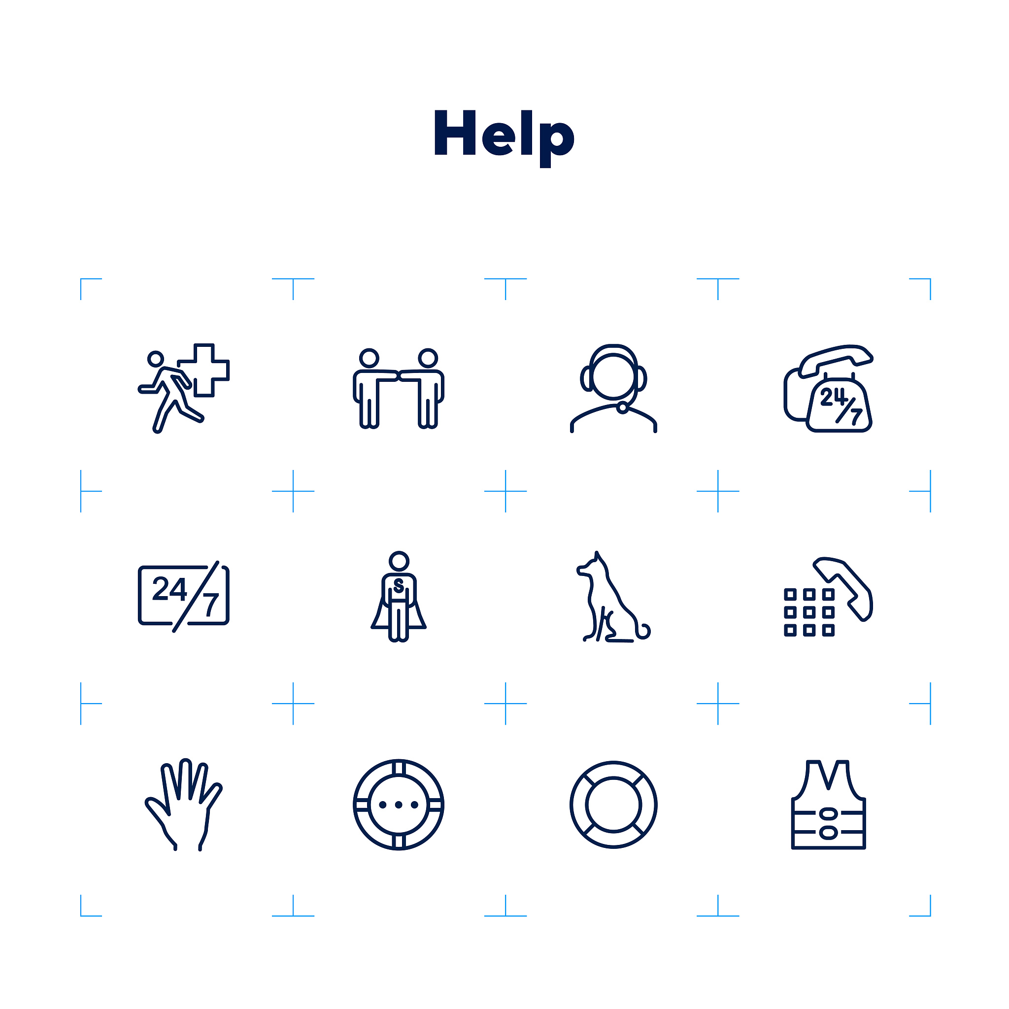 help line icon set