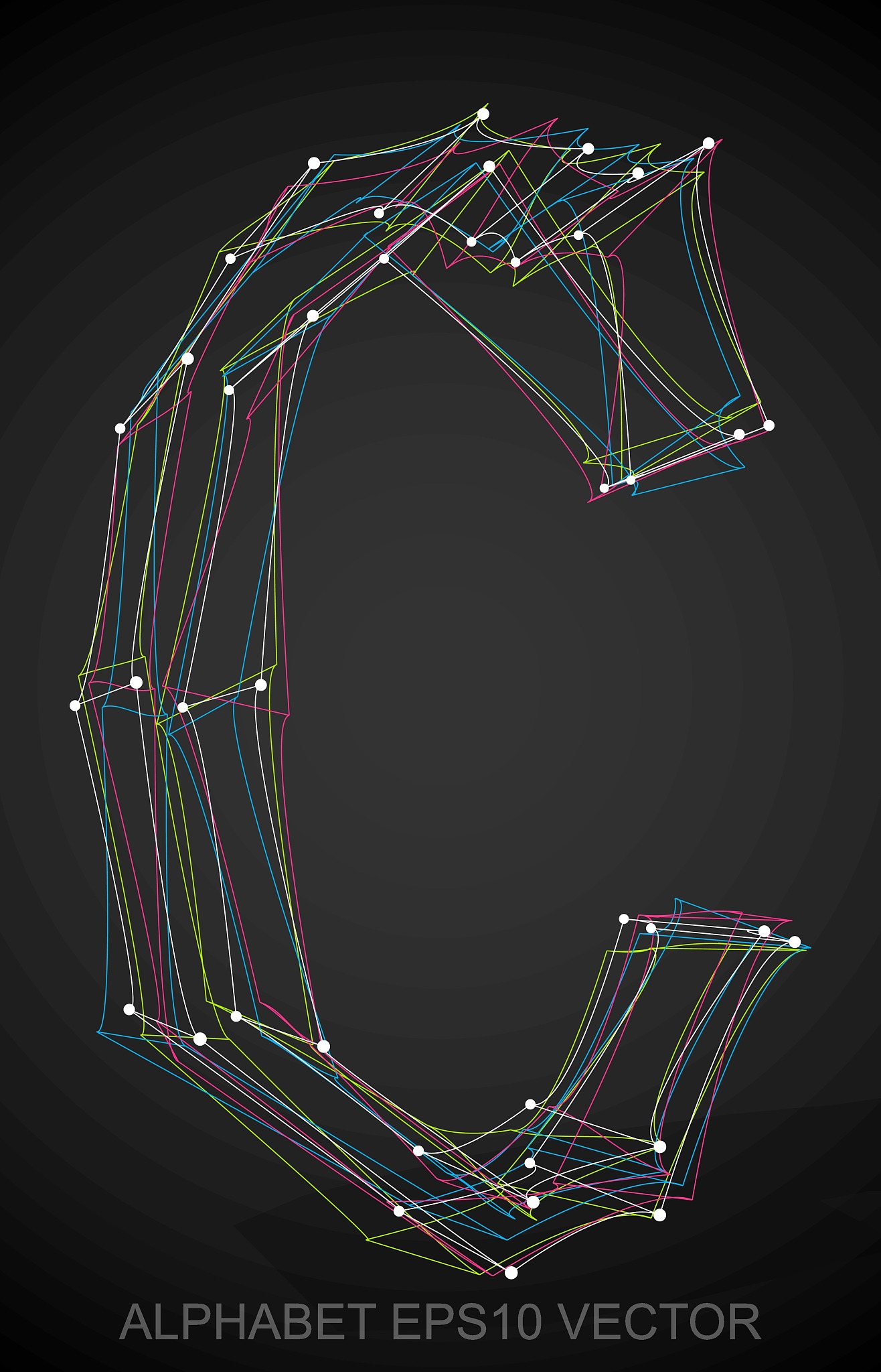 矢量,草图,插画,三维图形,英文字母<strong>c</strong>,形状,几何形状,黑色,铁丝网,绘制