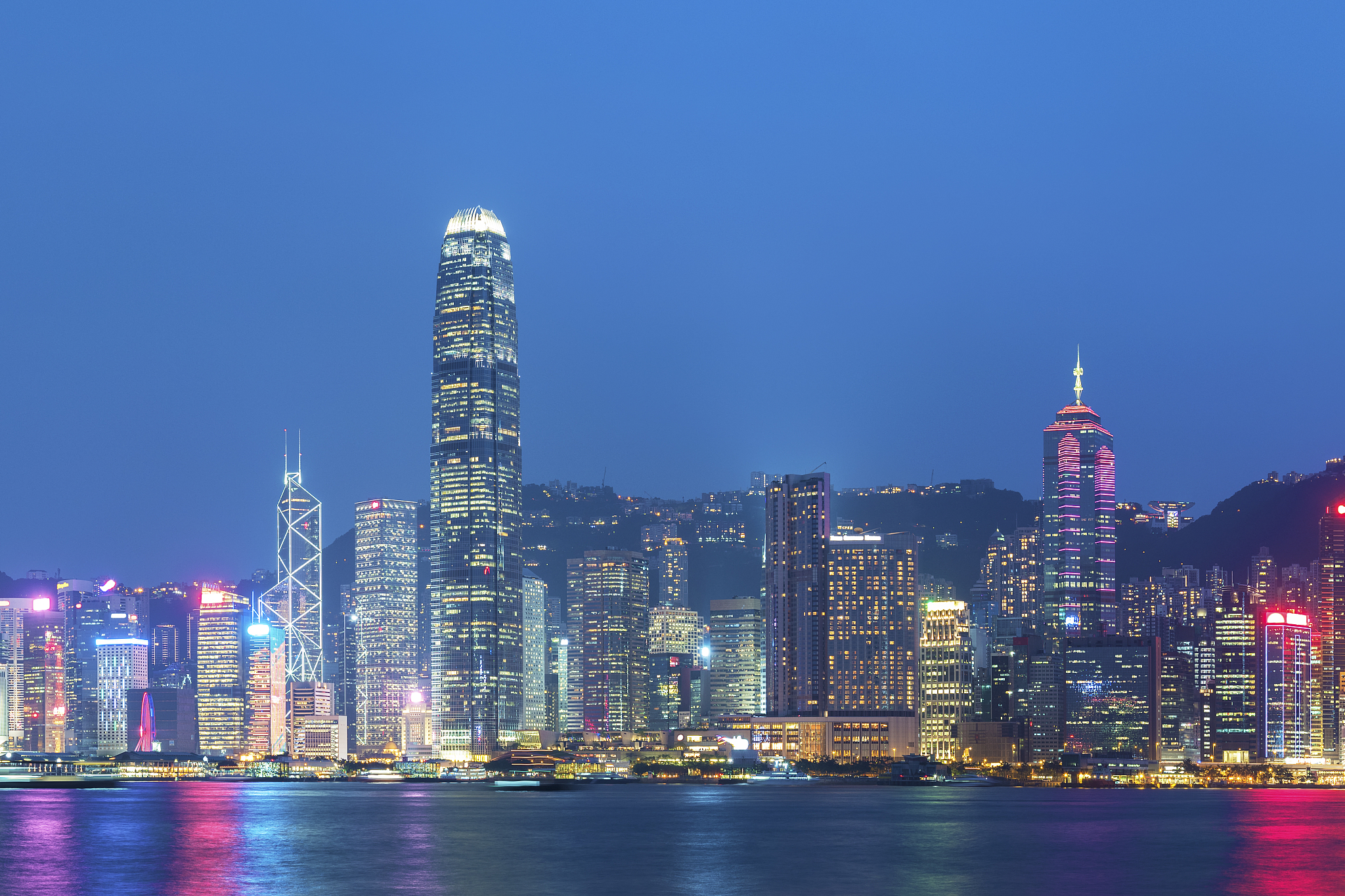 skyscraper and skyline of hong kong city