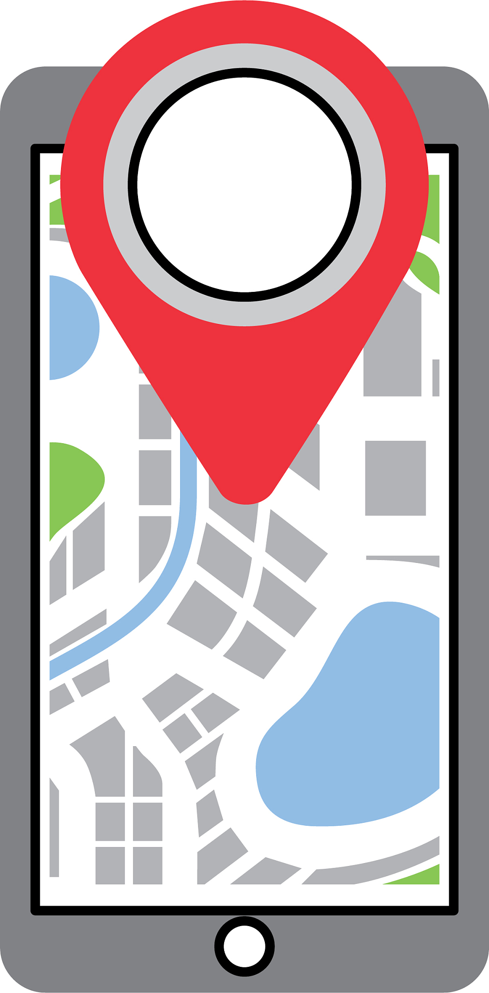 navigation gps on smartphone with map pointer and