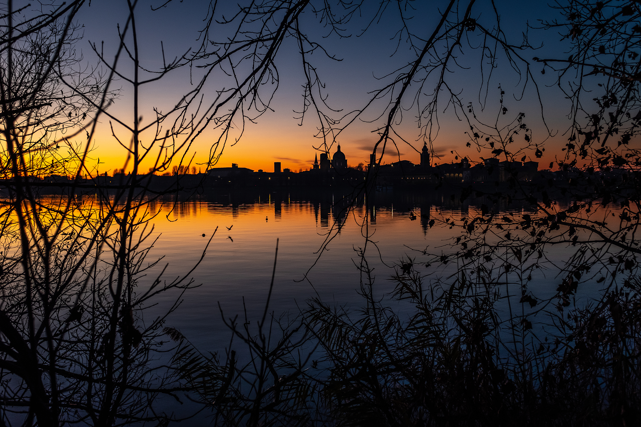 mantova (mantua, italy): the romantic atmosphere at dusk on seen